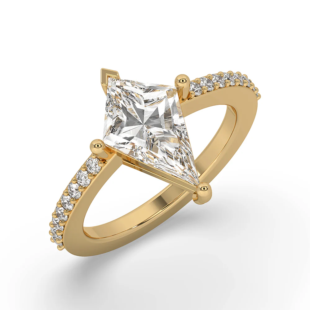 Kite Cut Diamond Engagement Ring In Pave Style - Image 2