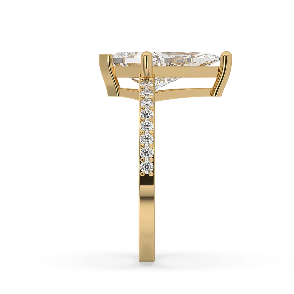 Kite Cut Diamond Engagement Ring In Pave Style - Image 3