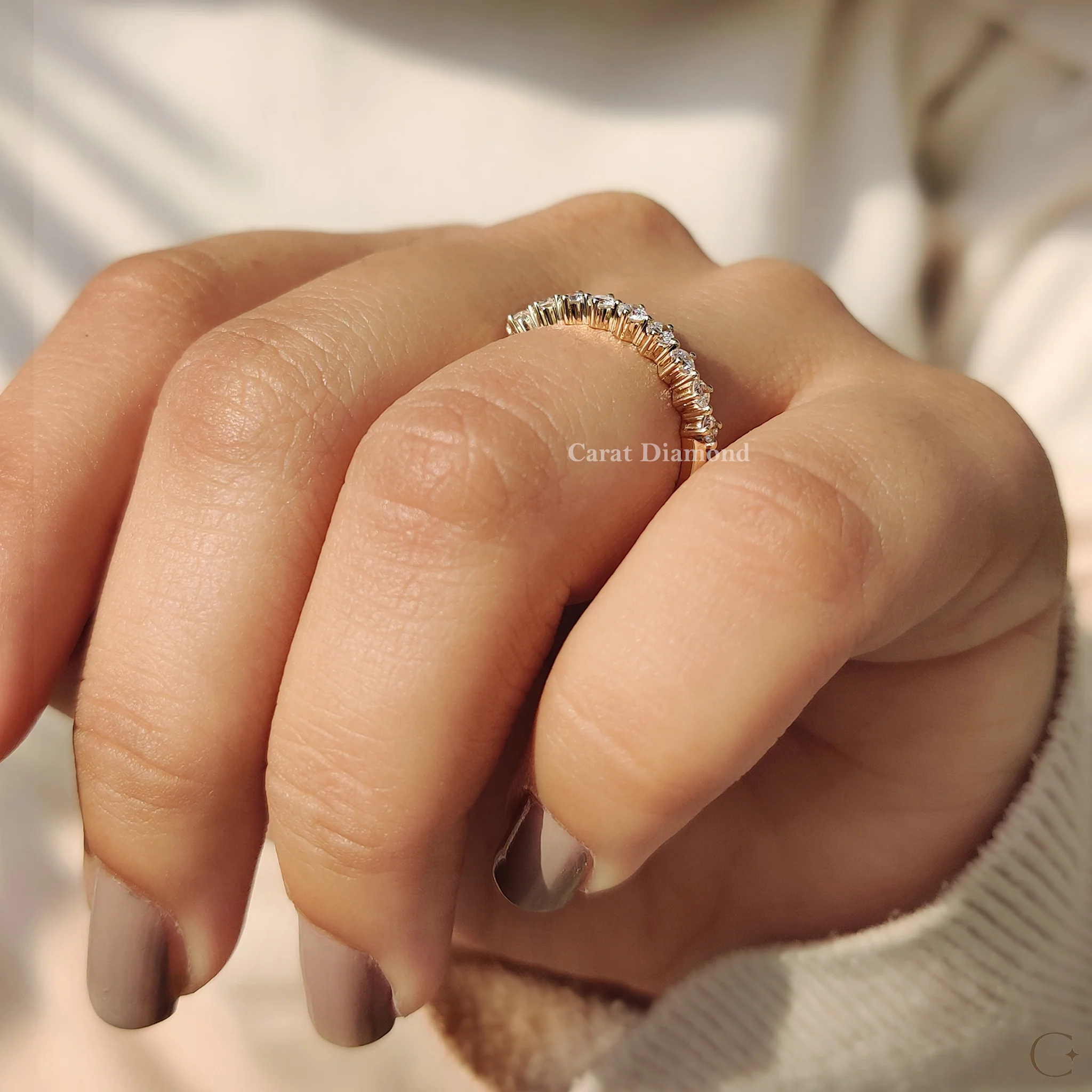 Minimalist Round Cut Lab Grown Diamond Band - Image 4