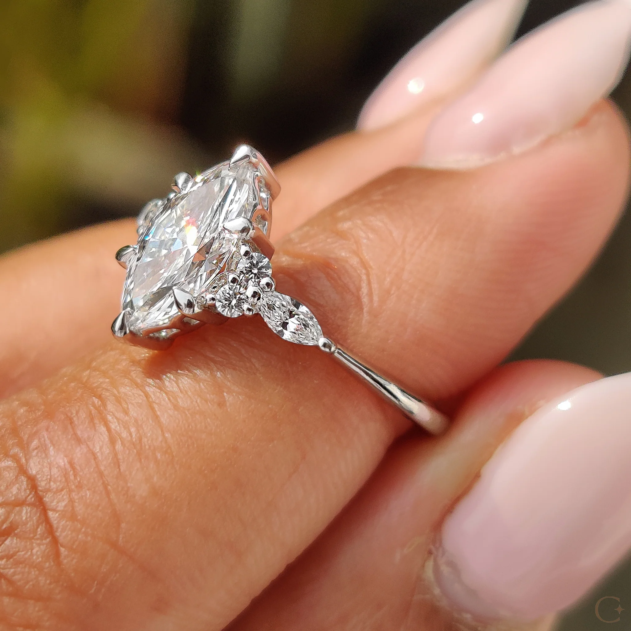 Lab Grown Marquise Diamond Ring In Muse Setting - Image 4