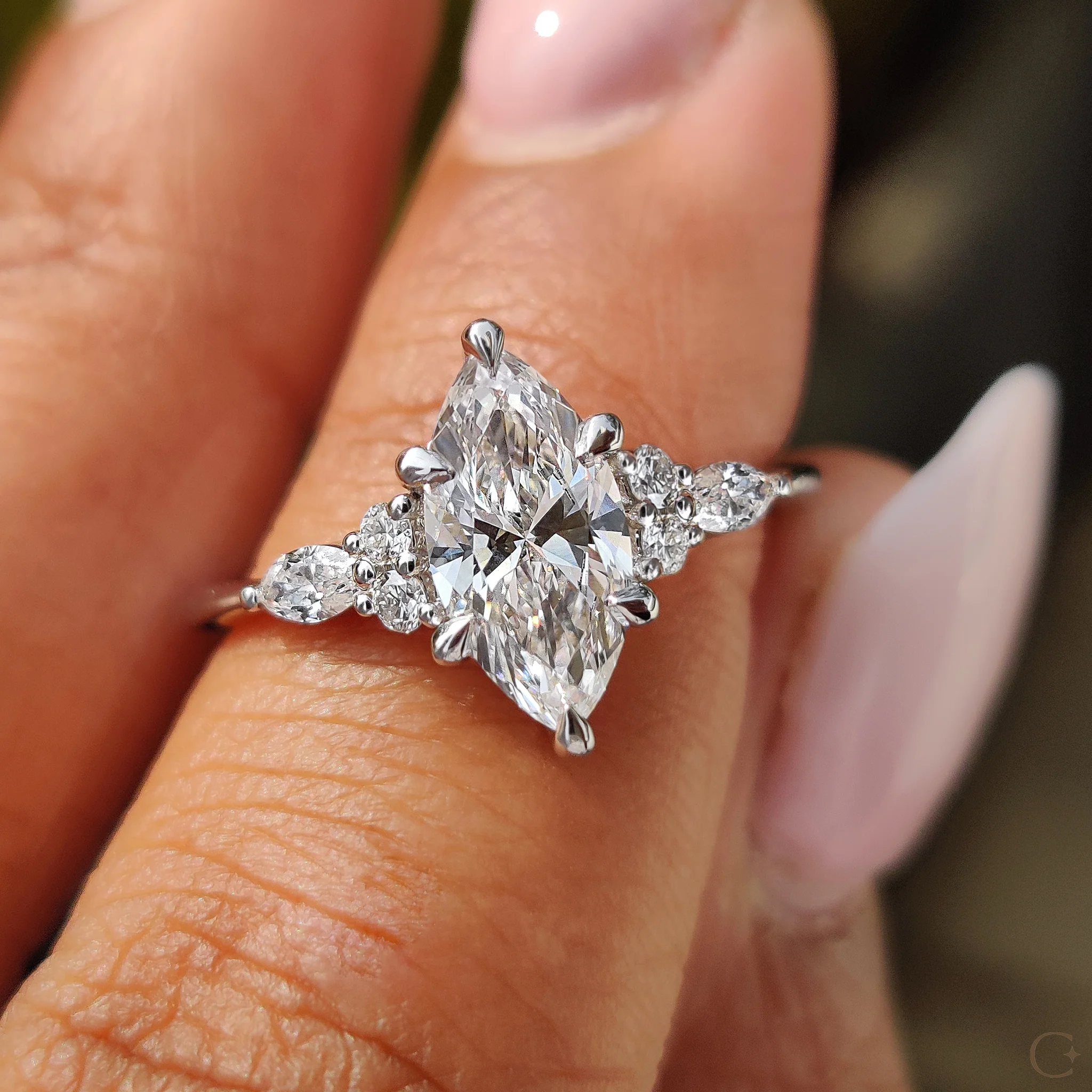 Lab Grown Marquise Diamond Ring In Muse Setting - Image 5