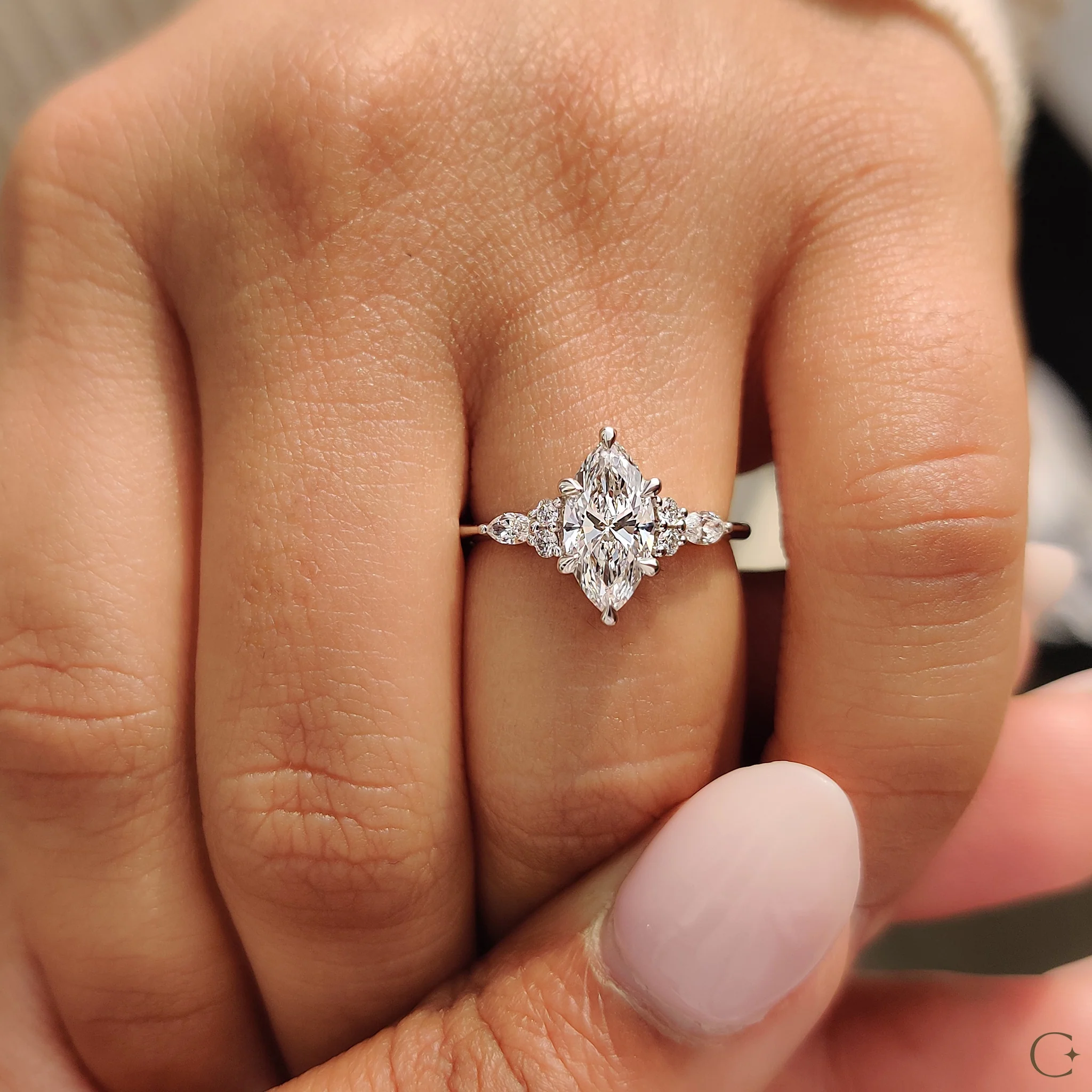 Lab Grown Marquise Diamond Ring In Muse Setting - Image 7