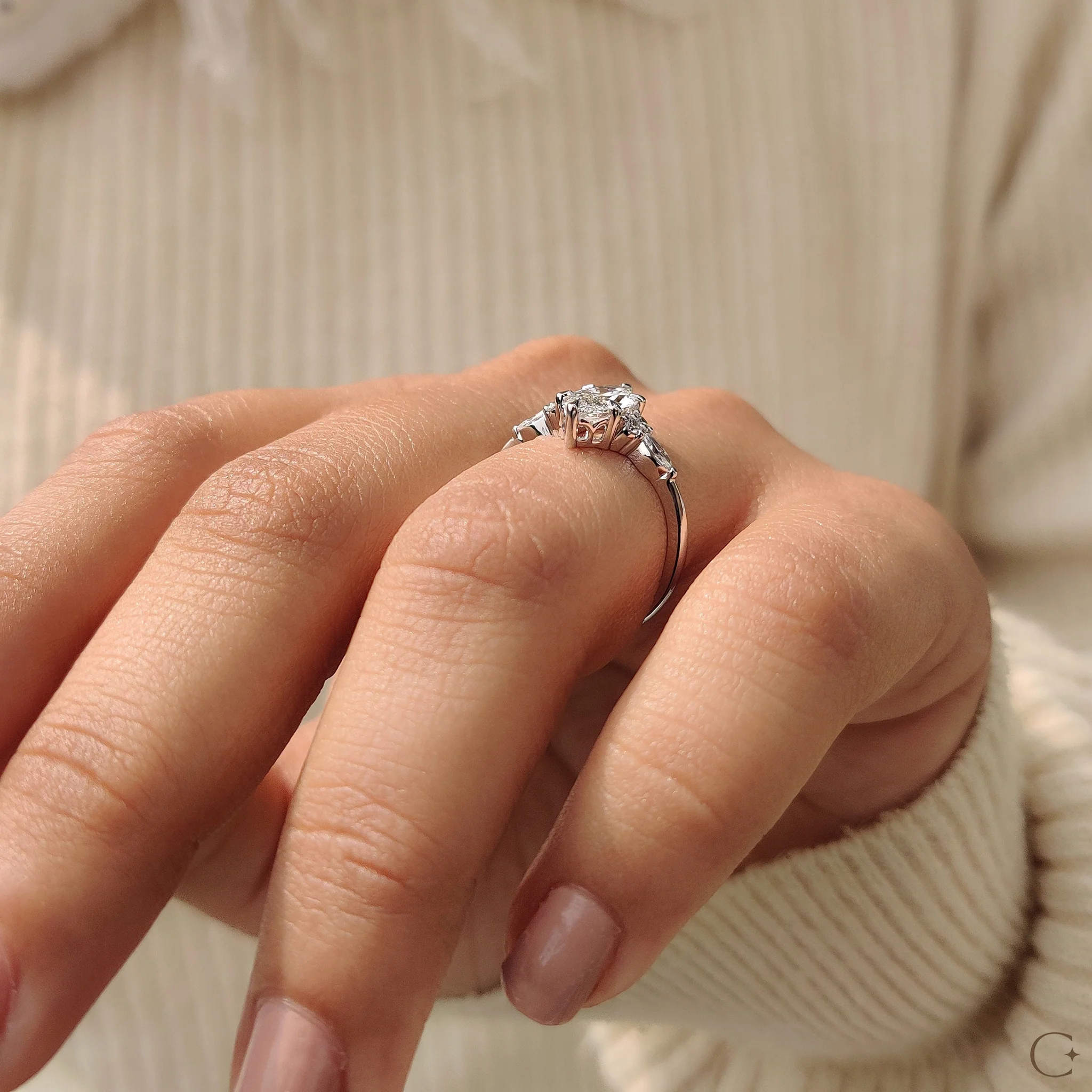 Lab Grown Marquise Diamond Ring In Muse Setting - Image 8