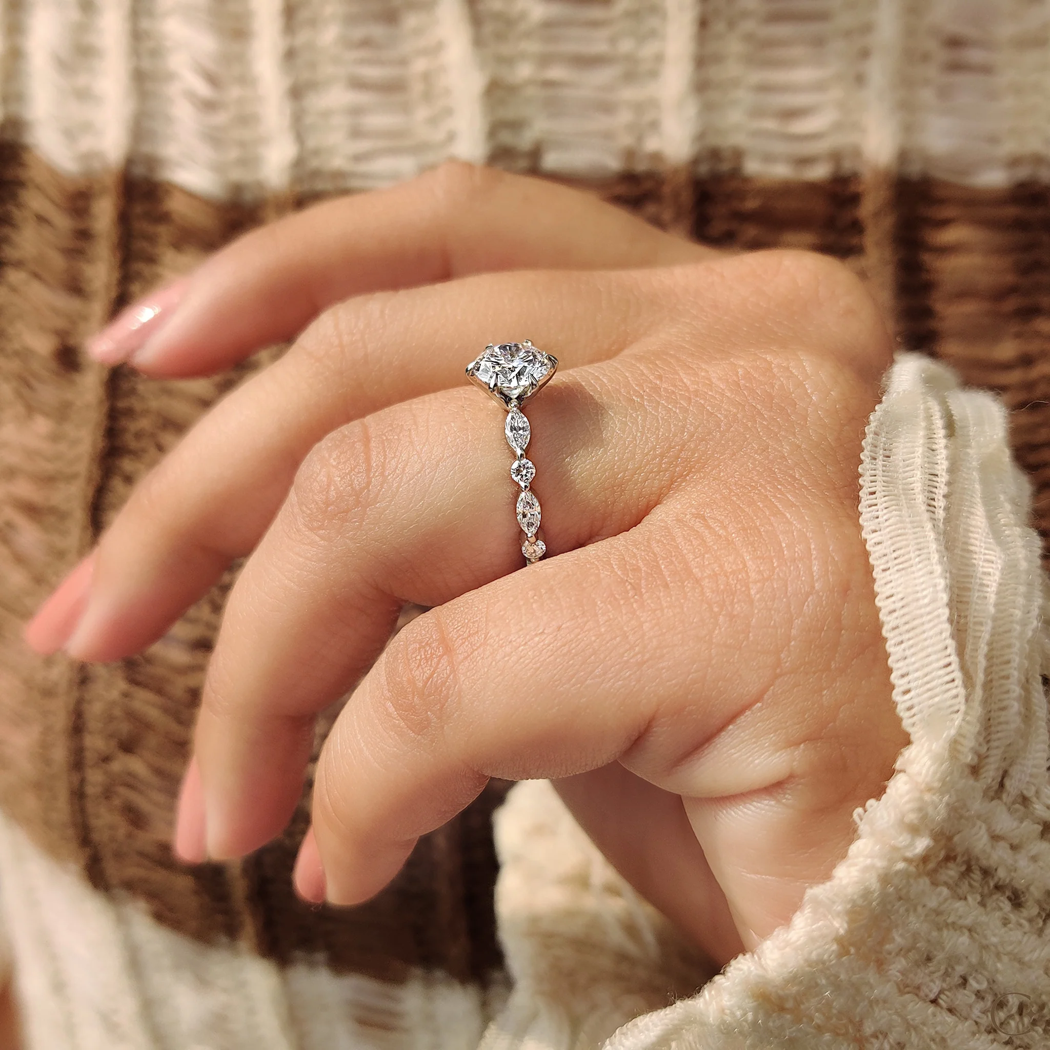 Lab Grown Round Diamond Ring In Share Prong Band - Image 2