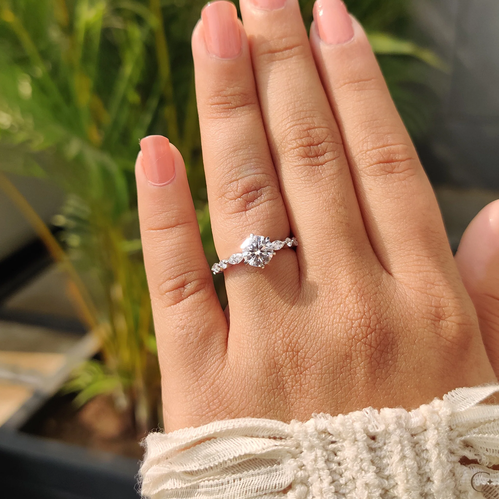 Lab Grown Round Diamond Ring In Share Prong Band - Image 8