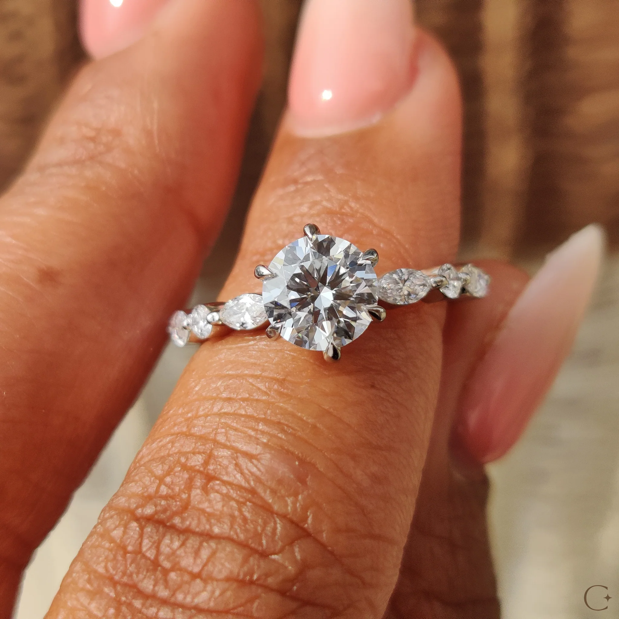 Lab Grown Round Diamond Ring In Share Prong Band - Image 9