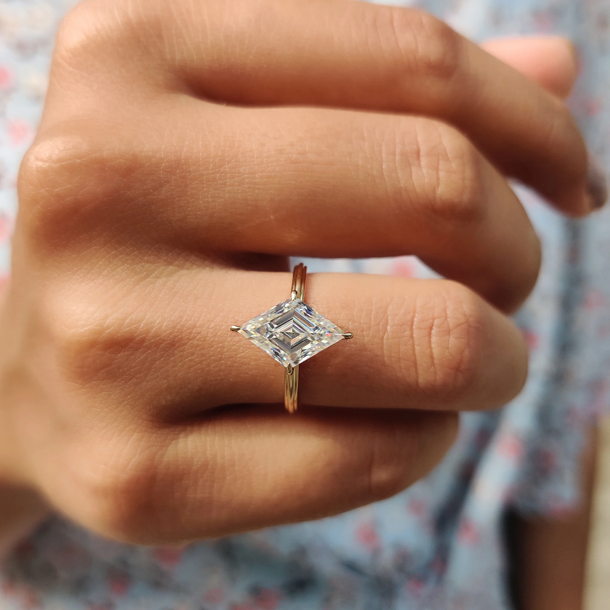 Lozenge Engagement Ring In Solitaire Style - Image 6