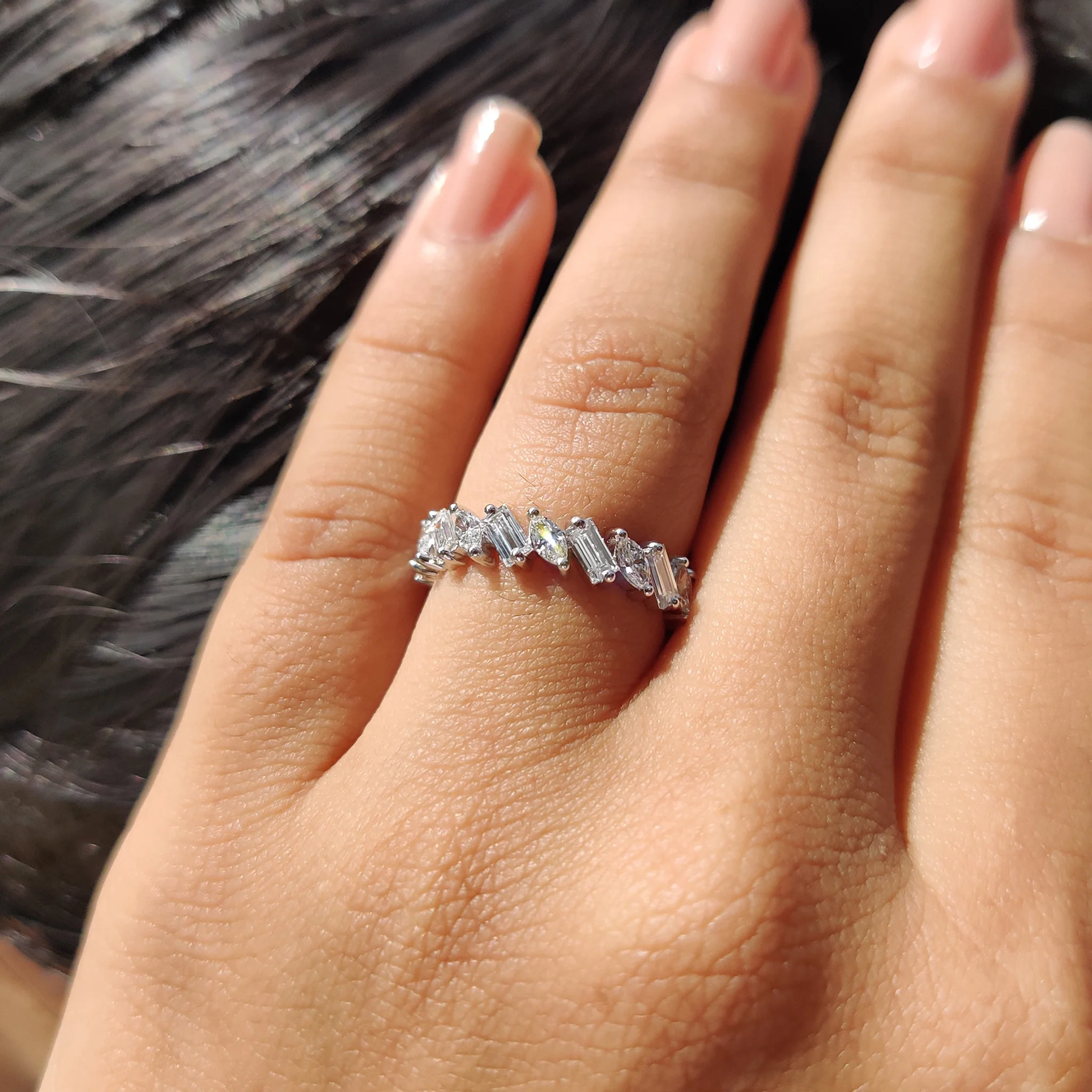 Marquise And Baguette Diamond Band In Half Eternity - Image 7