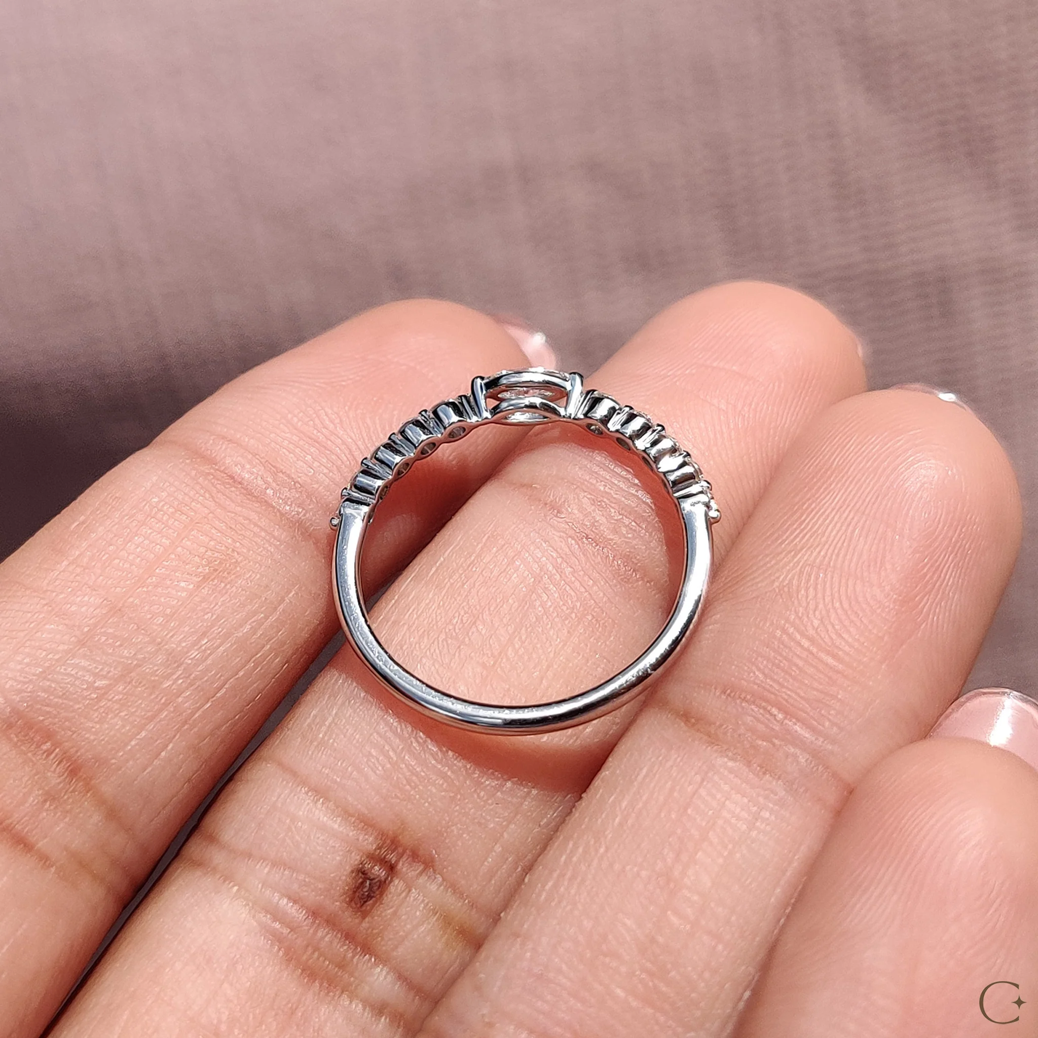 Marquise And Round Diamond Wedding Band With Shared Prong - Image 8