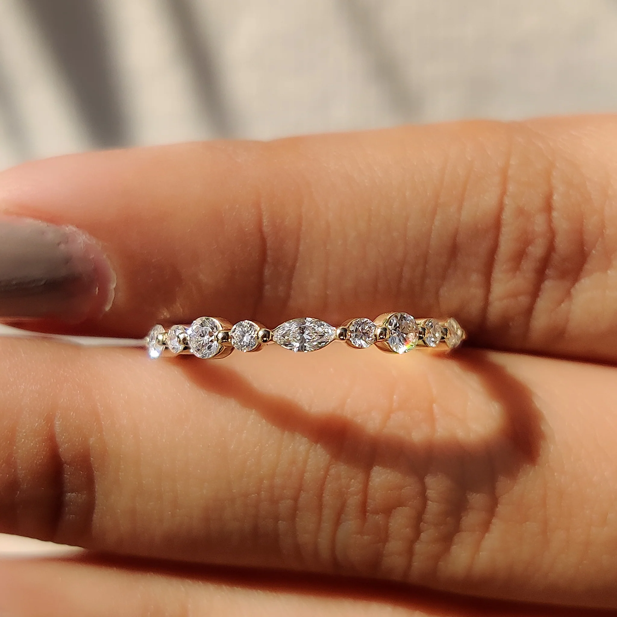 Marquise And Round Wedding Band In Full Eternity Style - Image 5
