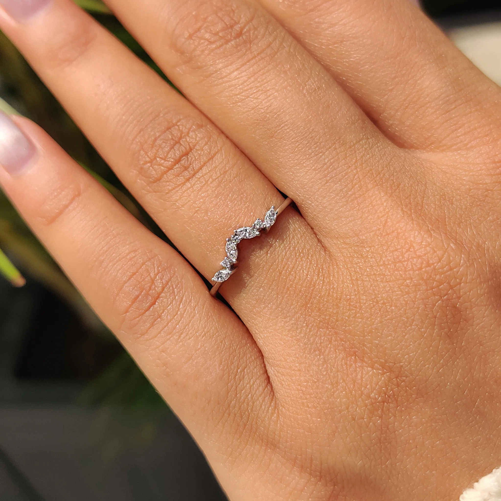 Marquise And Round Wedding Band In Cluster Style - Image 6