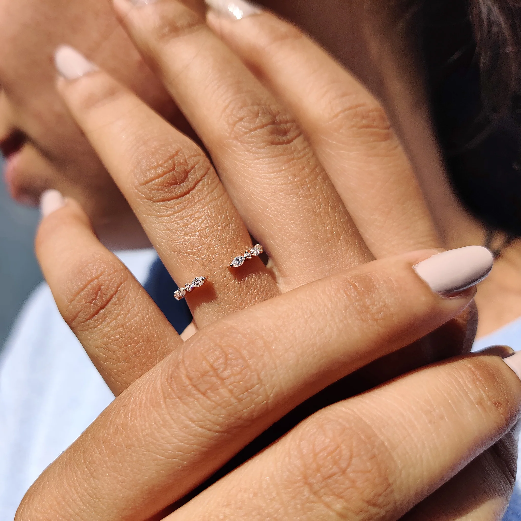 Marquise And Round Wedding Band In Open Gap Setting - Image 9