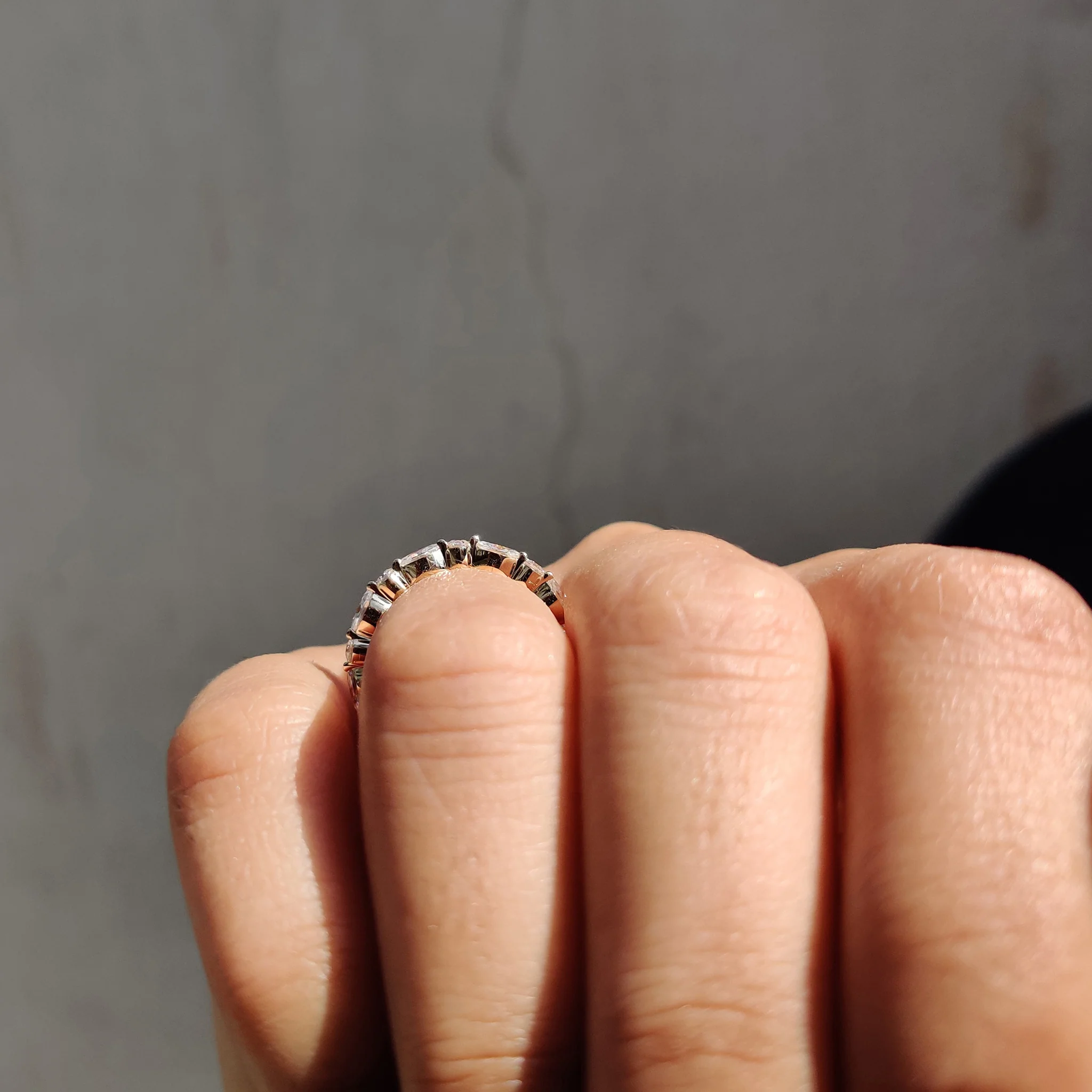 Marquise And Round Wedding Band In Versailles Setting - Image 5
