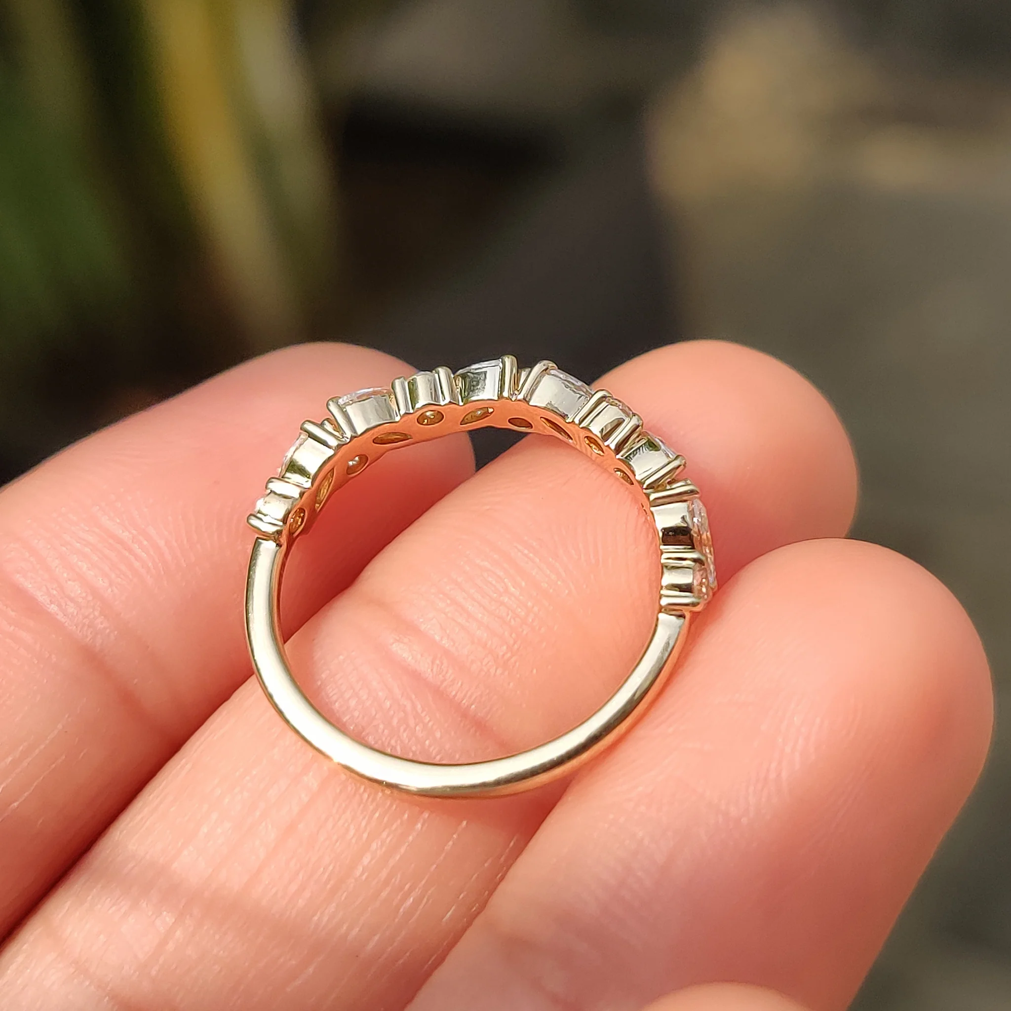 Half Eternity Style Marquise And Round Wedding Band - Image 8