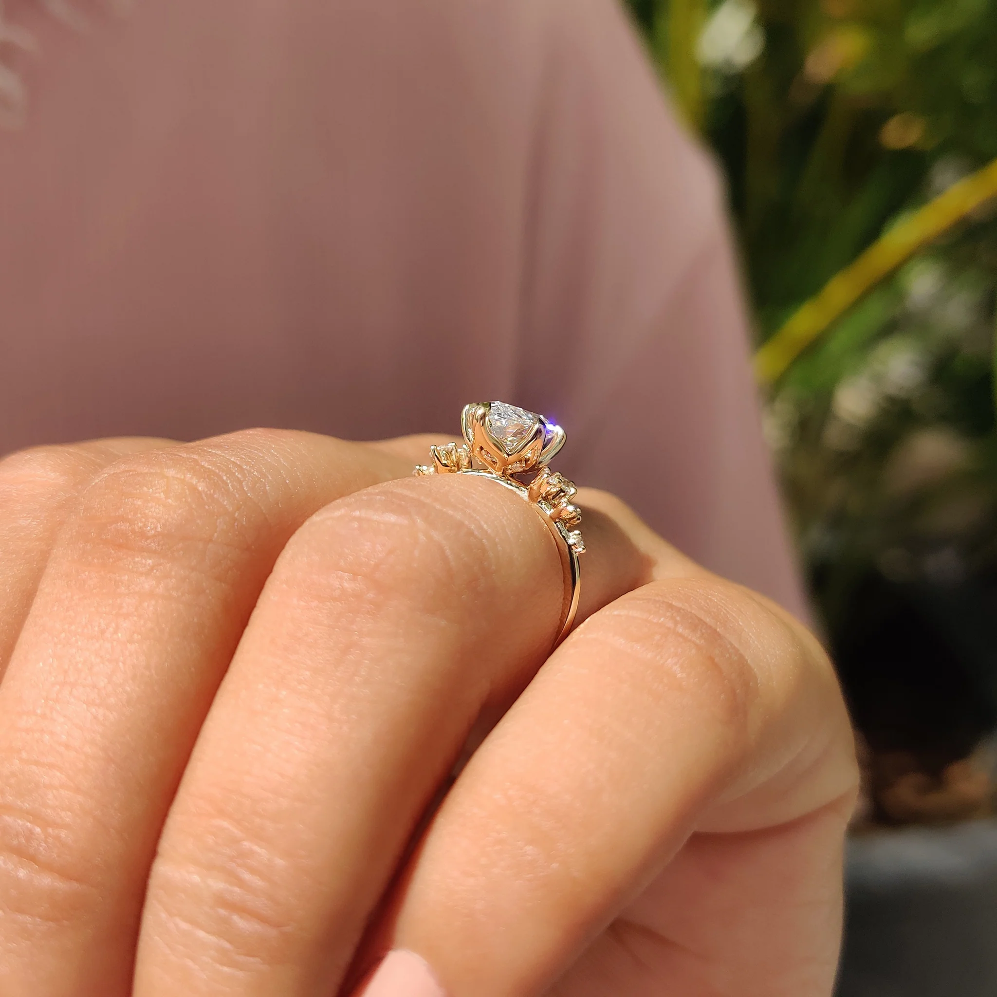 Marquise Cluster Ring With Blue Topaz Hidden Accent - Image 3