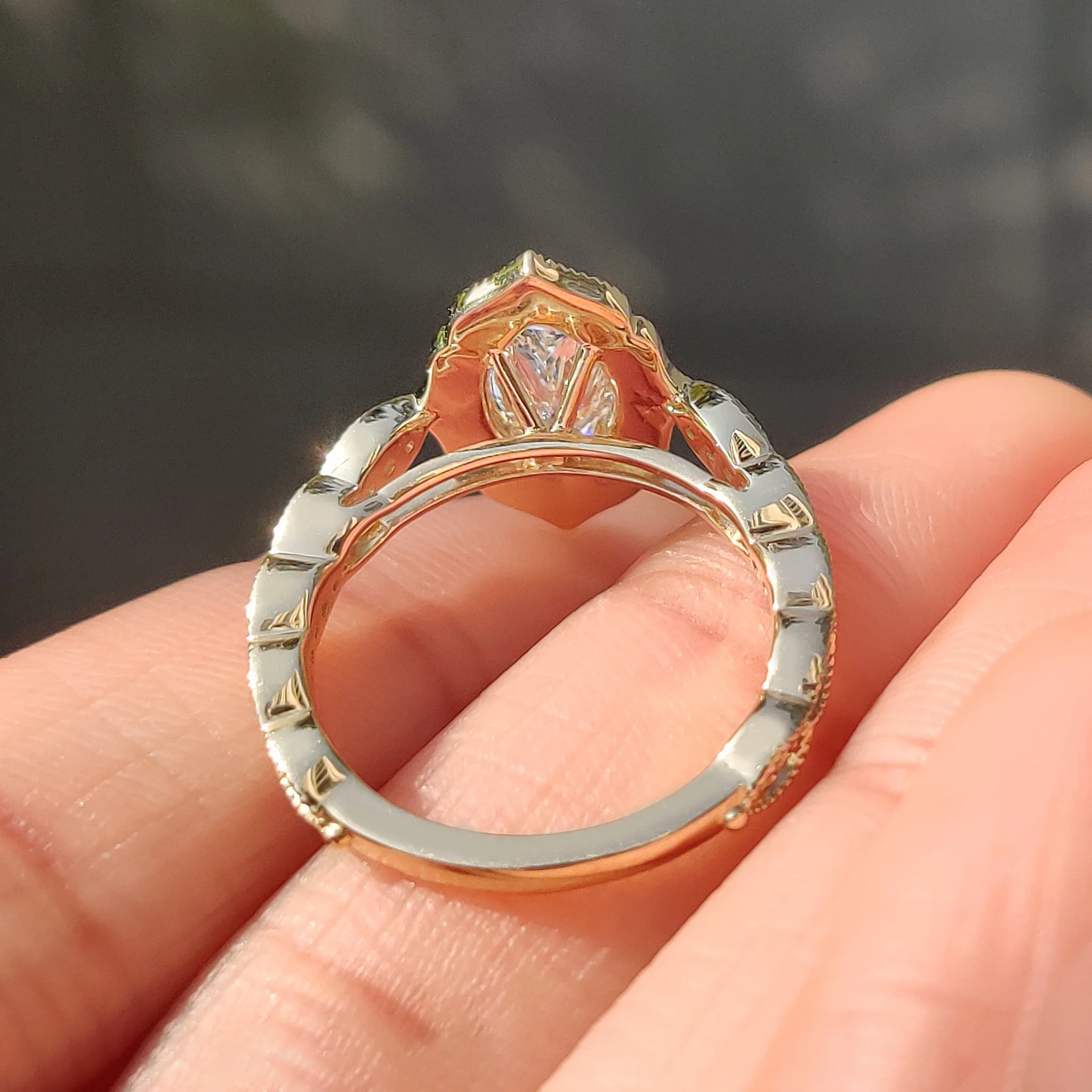 Marquise Cut Diamond Ring in Milgrain Setting - Image 9