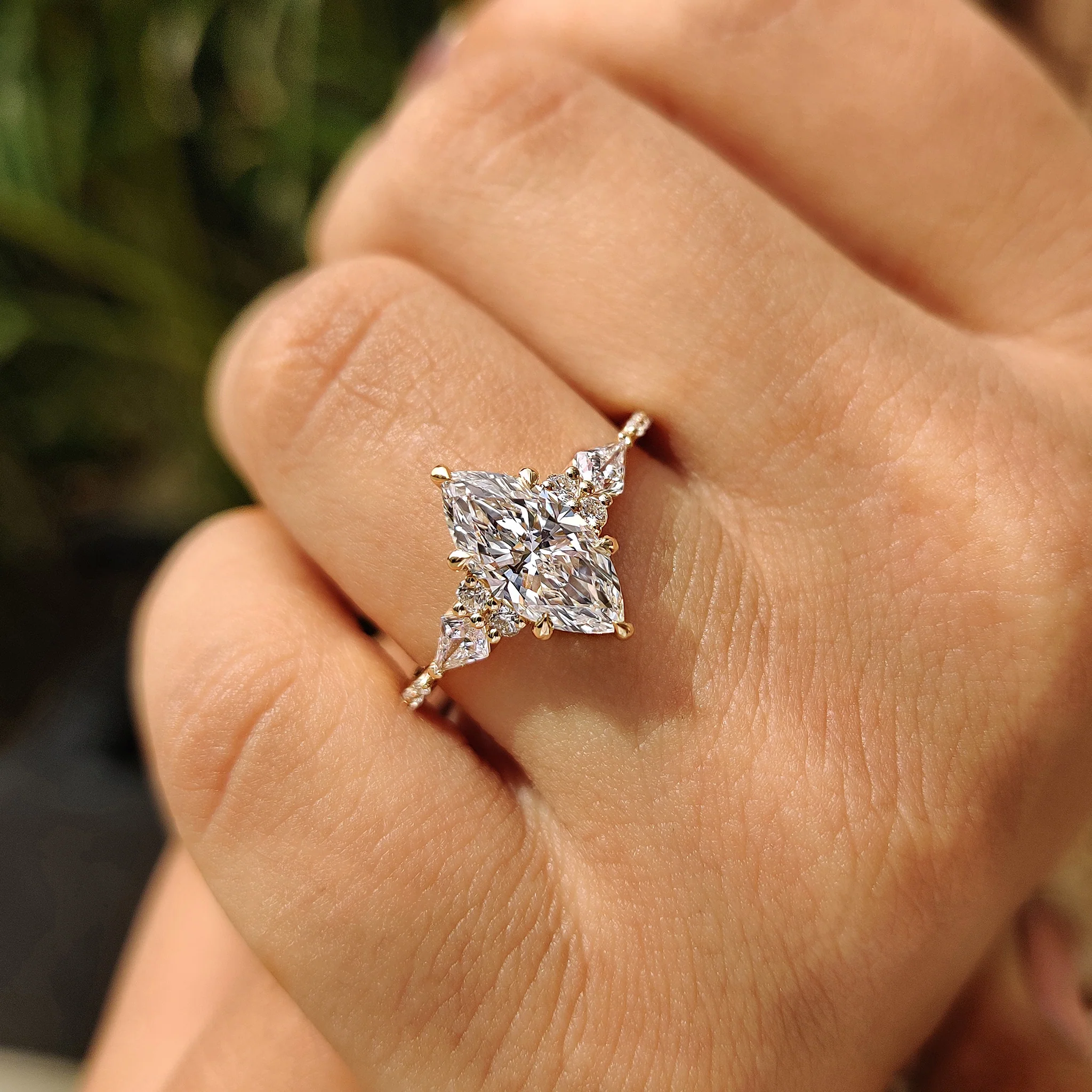 Marquise Cut Engagement Ring With Tapered Shank Band - Image 8