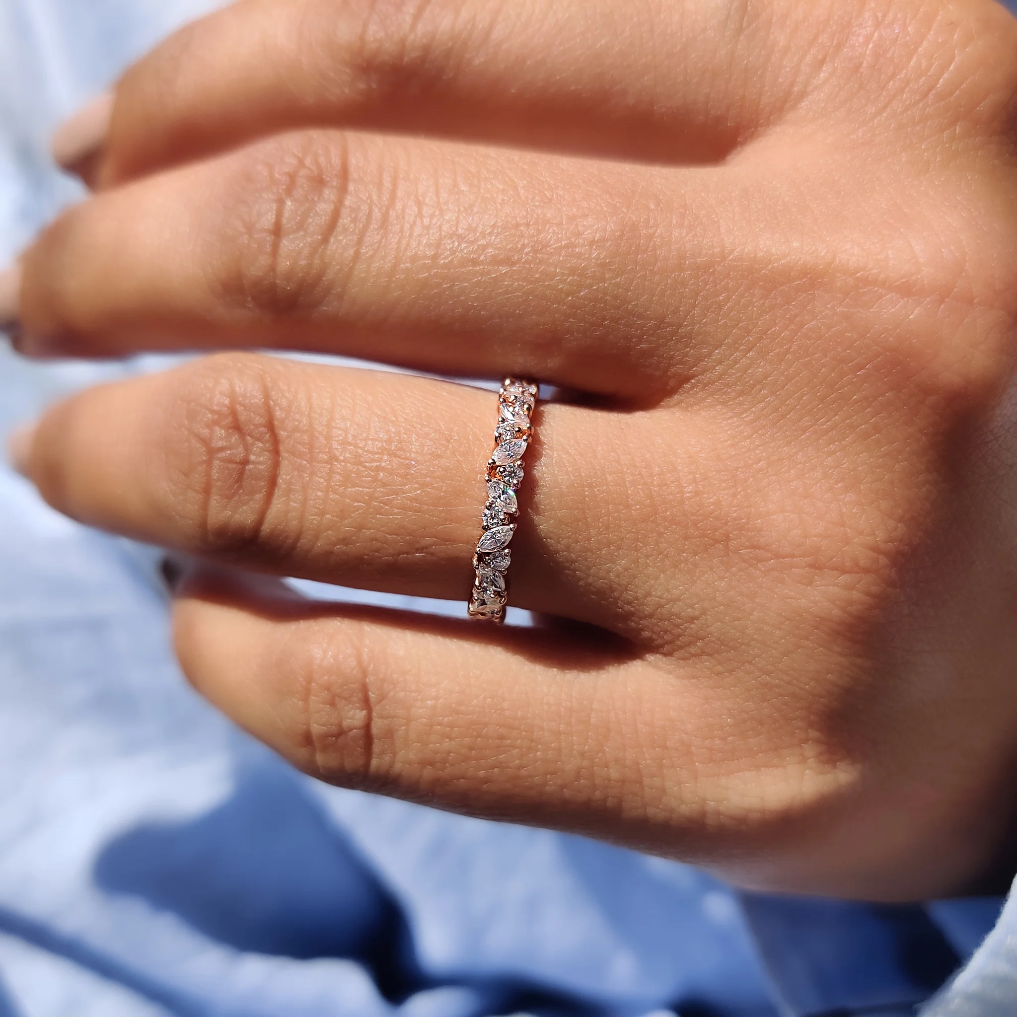 Marquise Cut Wedding Band In Full Eternity Style - Image 2