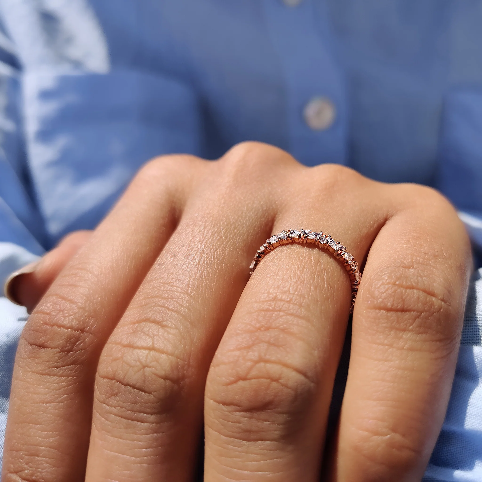 Marquise Cut Wedding Band In Full Eternity Style - Image 5