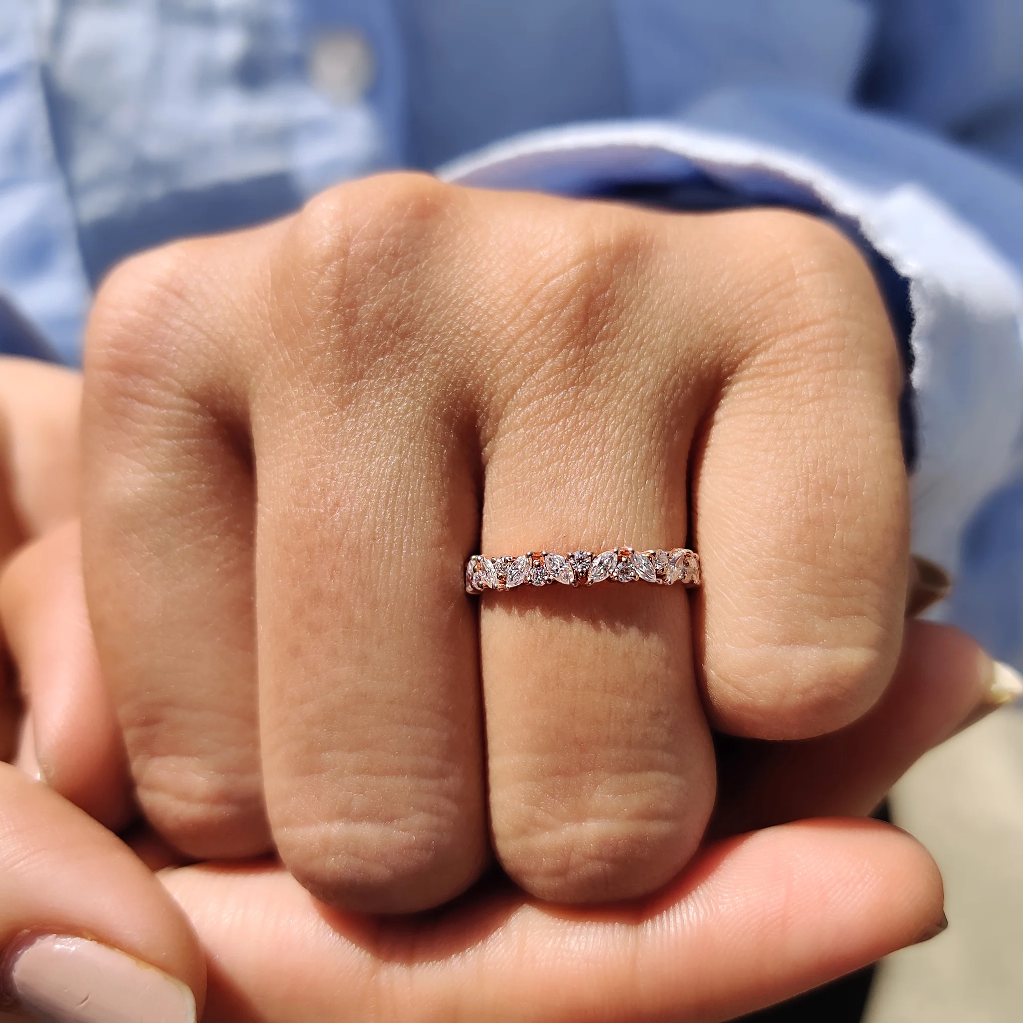 Marquise Cut Wedding Band In Full Eternity Style - Image 6