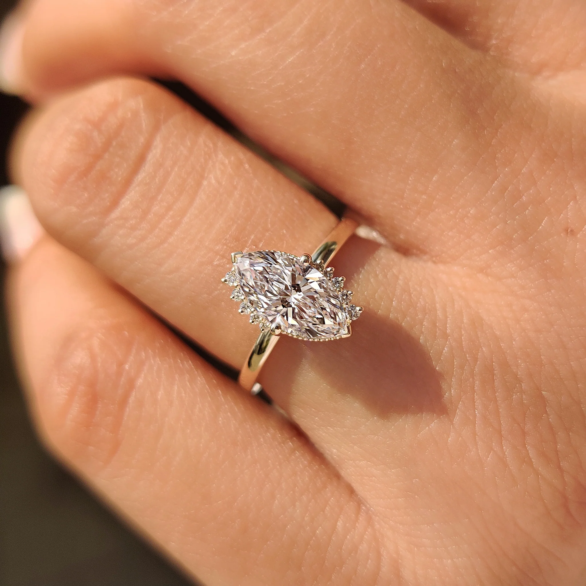 Marquise Cut Ring in Milgrain Details - Image 6