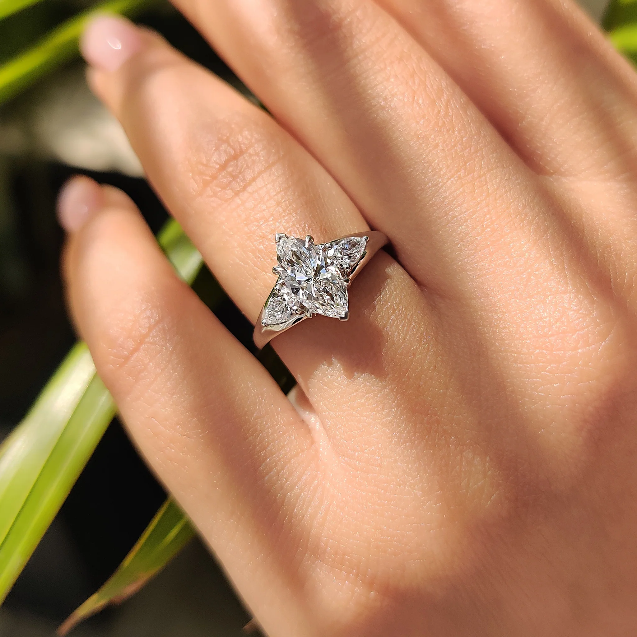 Marquise Cut Split Shank Engagement Ring - Image 5