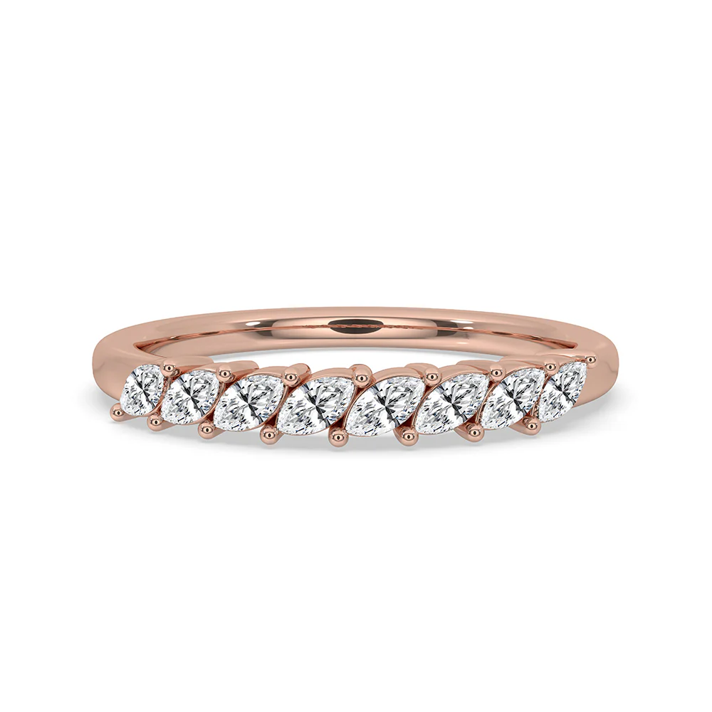 Marquise Cut Wedding Band In Rose Gold