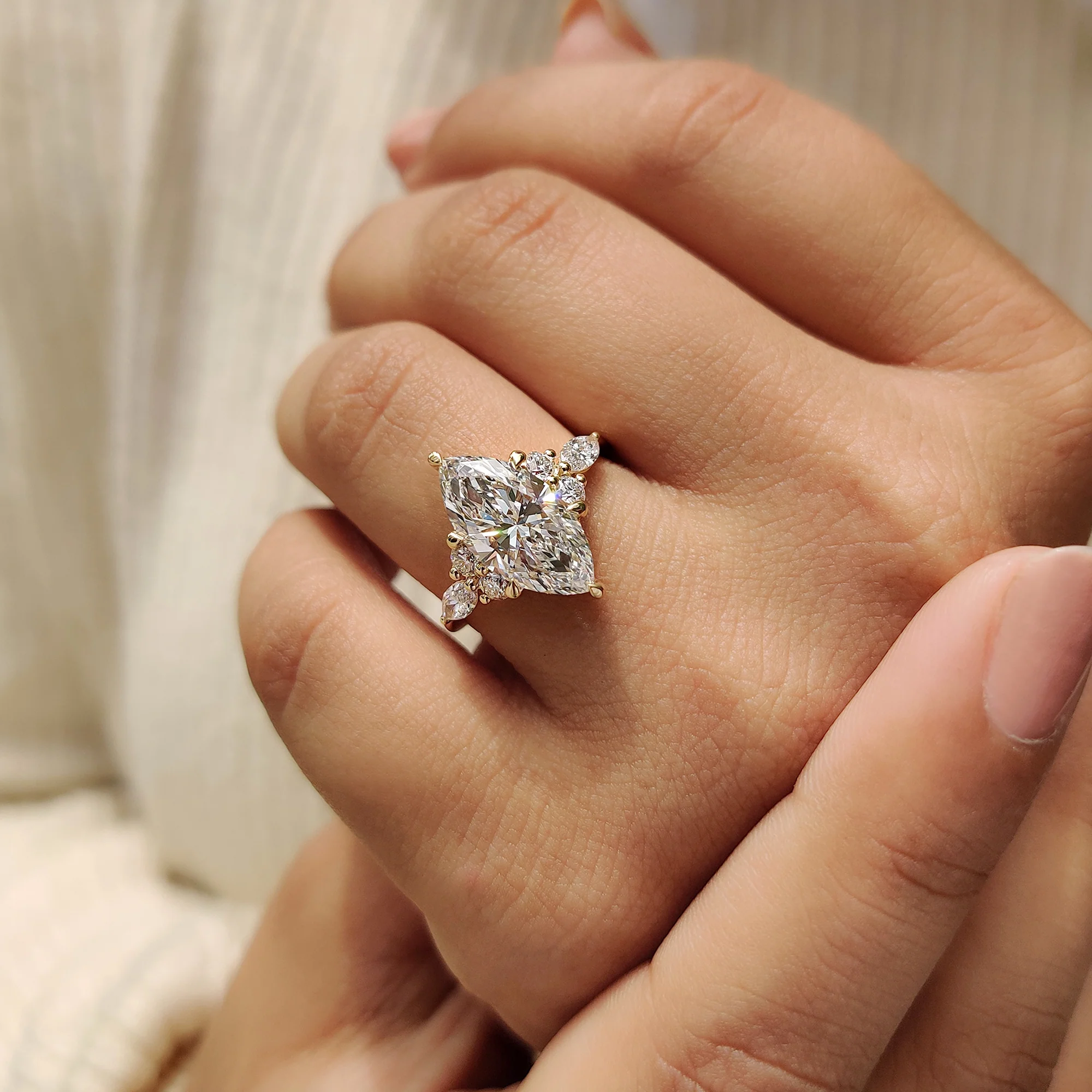 Marquise Diamond Engagement Ring In Muse Setting - Image 5