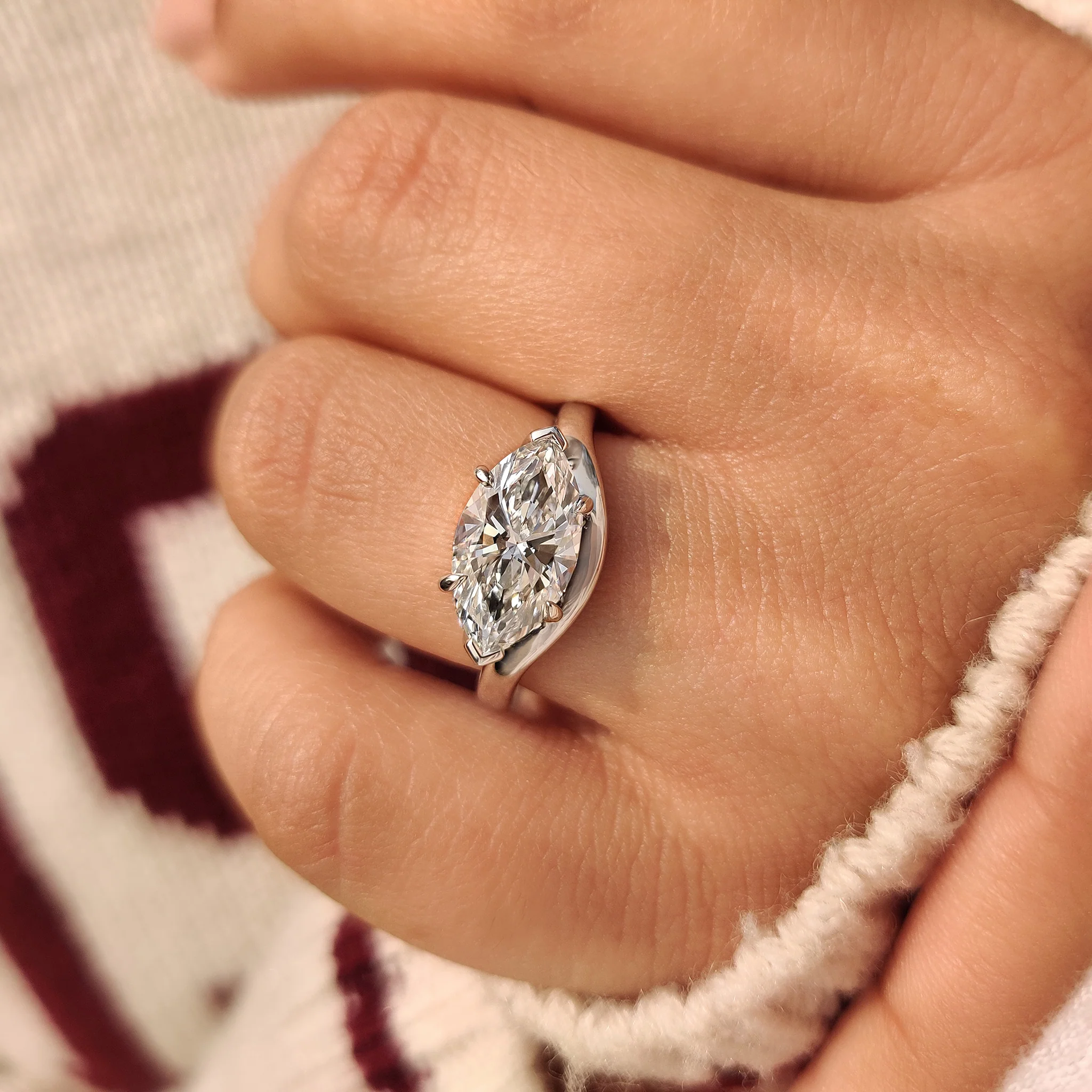 Marquise Diamond Engagement Ring in Solitaire Style - Image 10