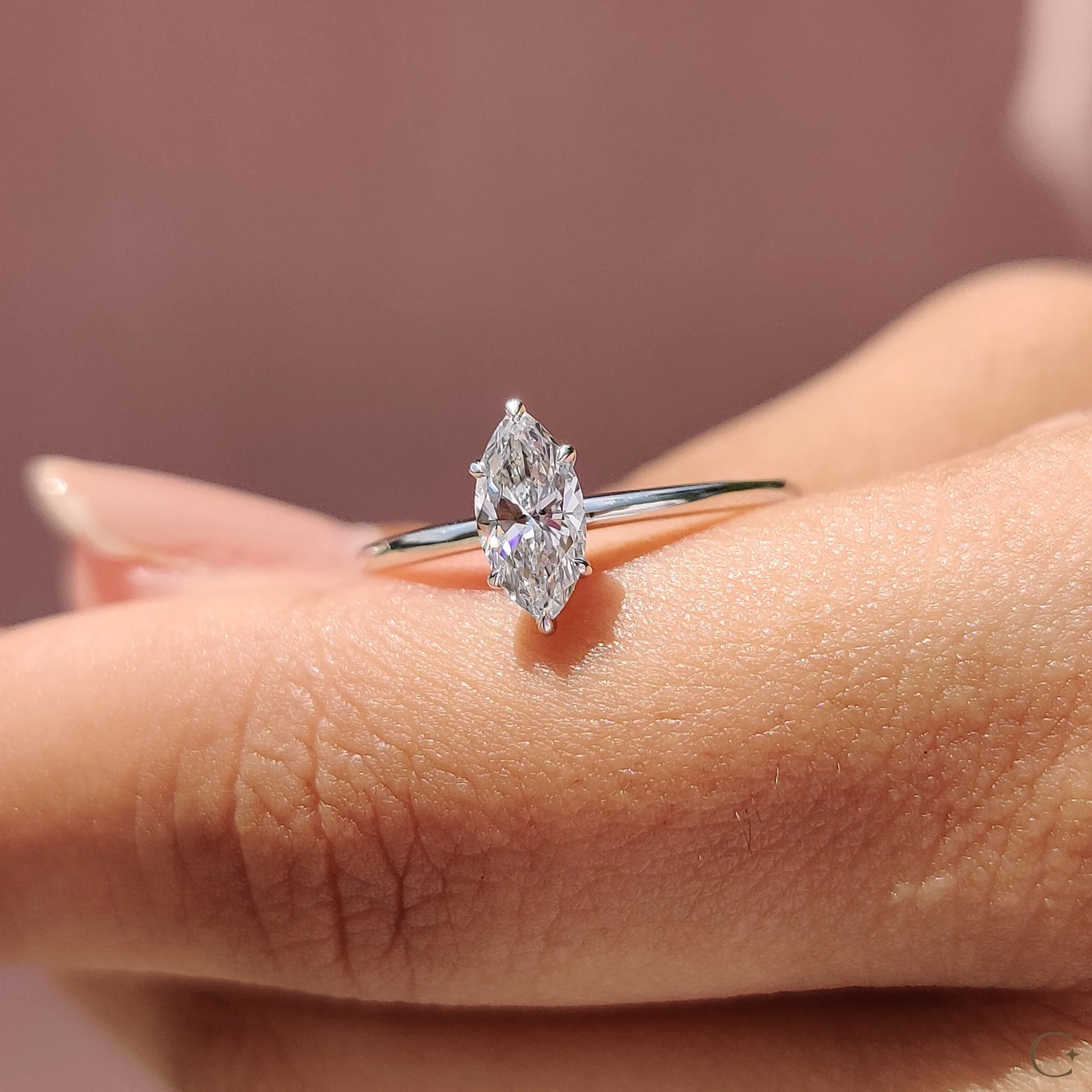 Marquise Diamond Engagement Ring In Solitaire Style - Image 6