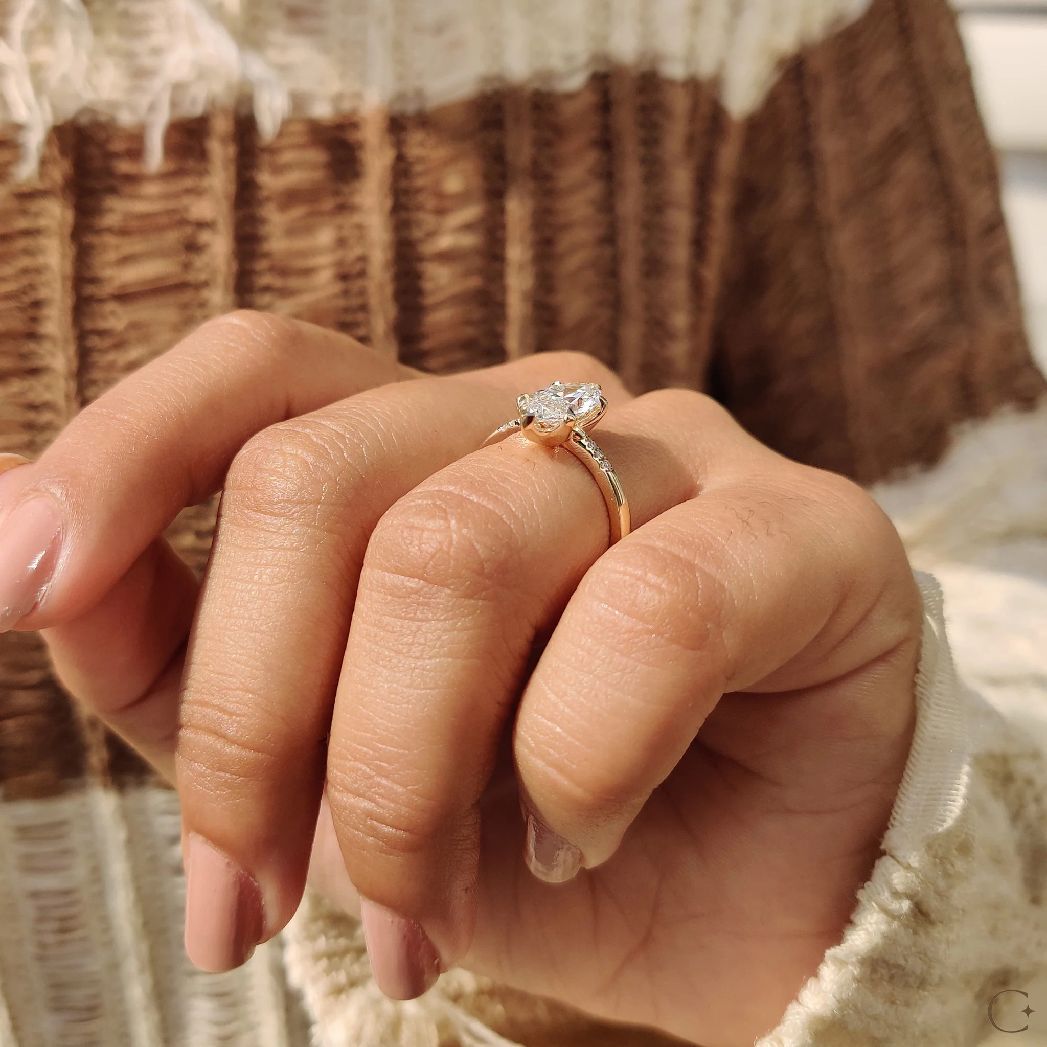 Marquise Diamond Engagement Ring with Tapered Band - Image 5