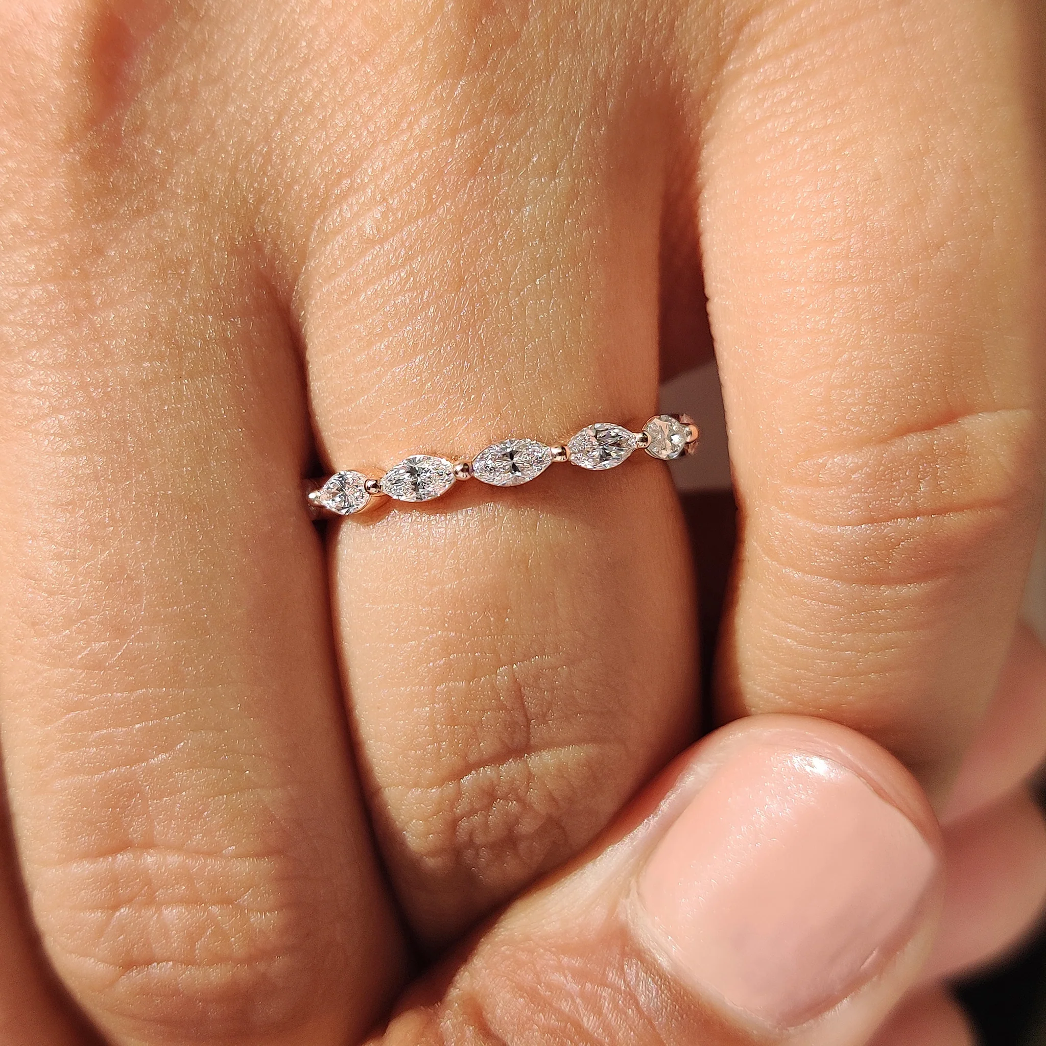 Marquise Diamond Eternity Band In Shared Prong Style - Image 5