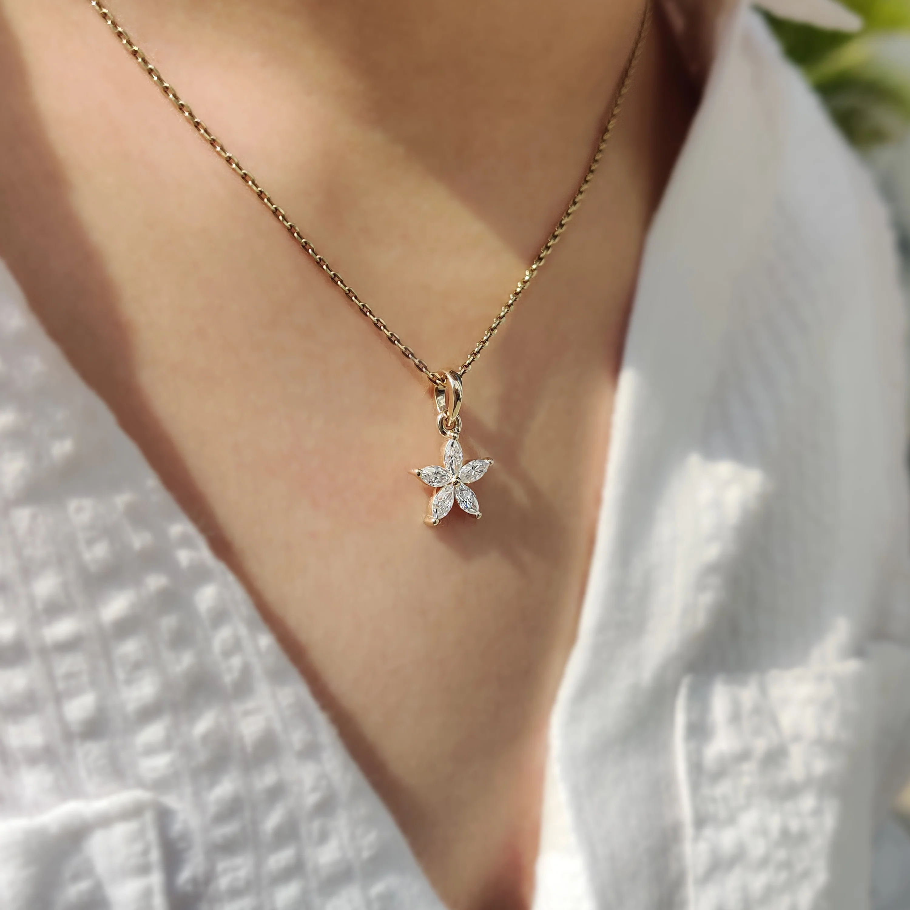 Marquise Diamond Pendant In Flower Design - Image 8