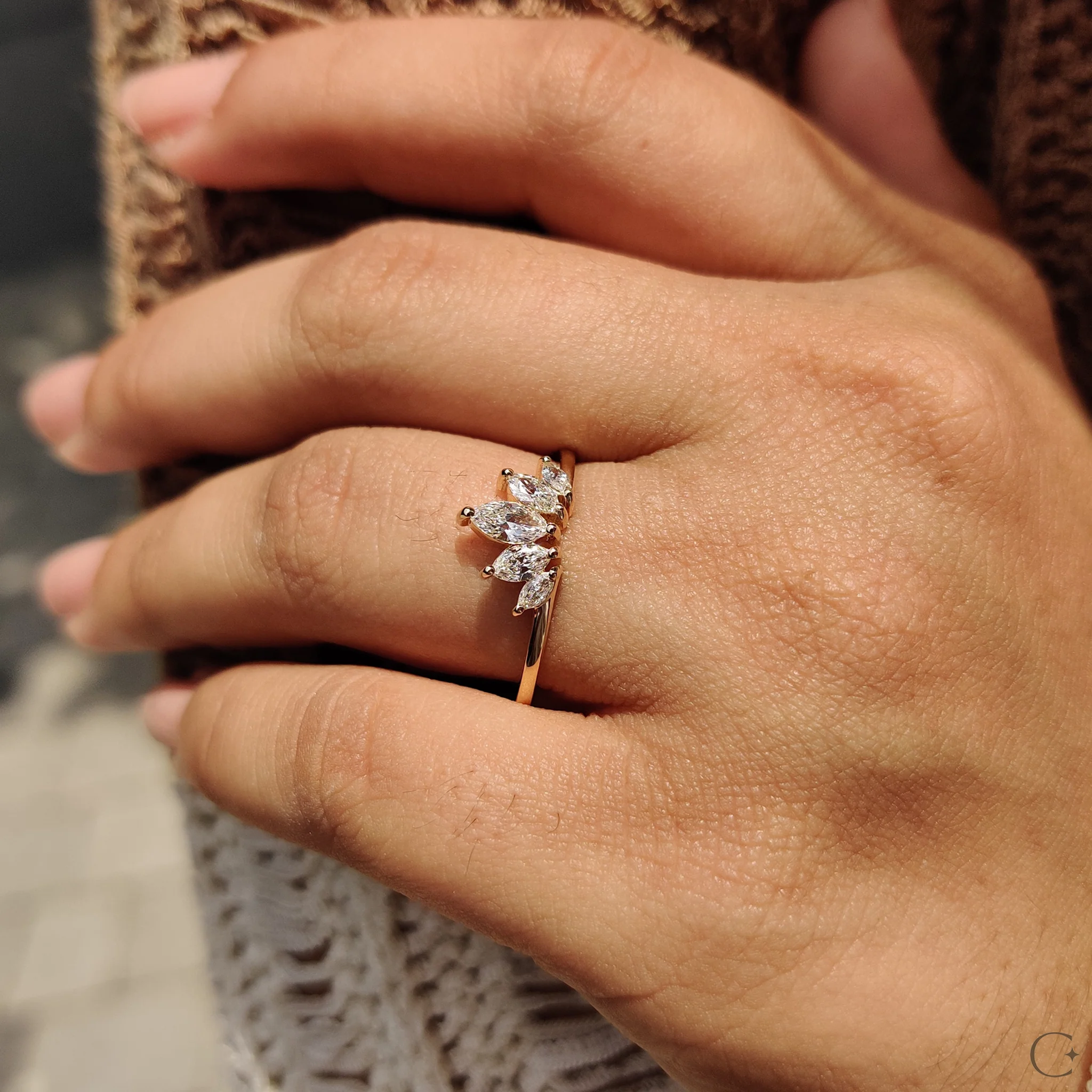 Tiara Marquise Diamond Wedding Band - Image 6
