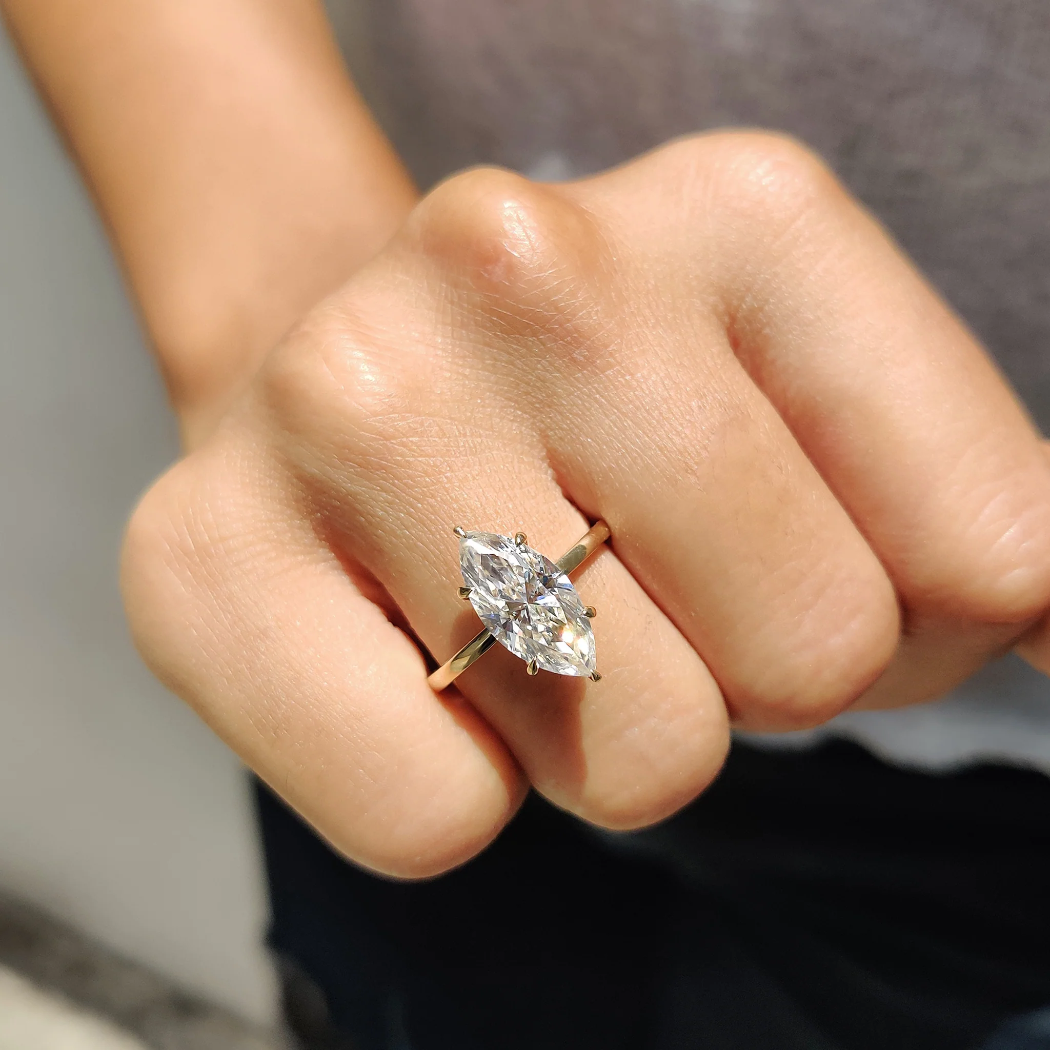Marquise Engagement Ring In Solitaire Setting - Image 9