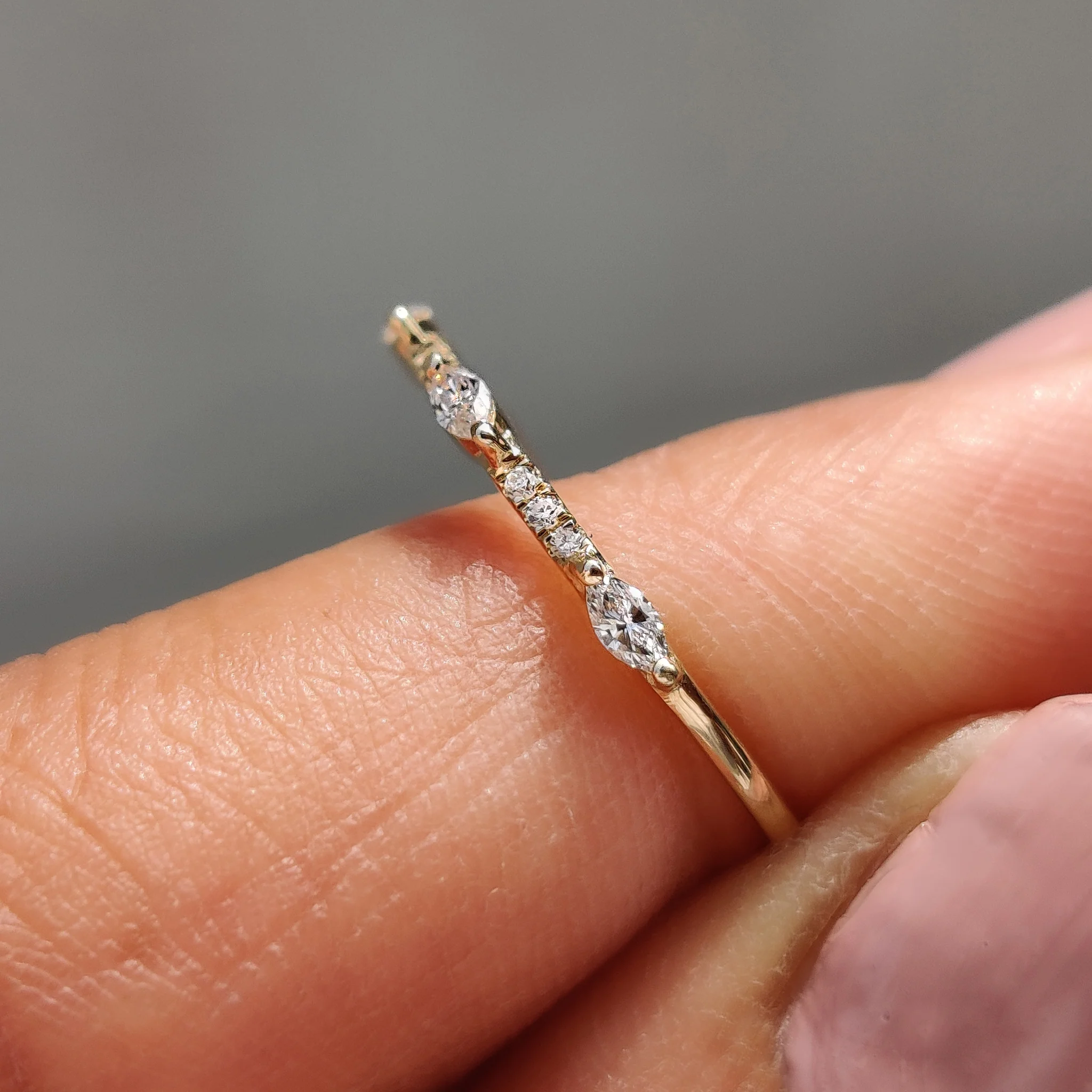 Marquise And Round Diamond Wedding Band In Half Eternity - Image 9
