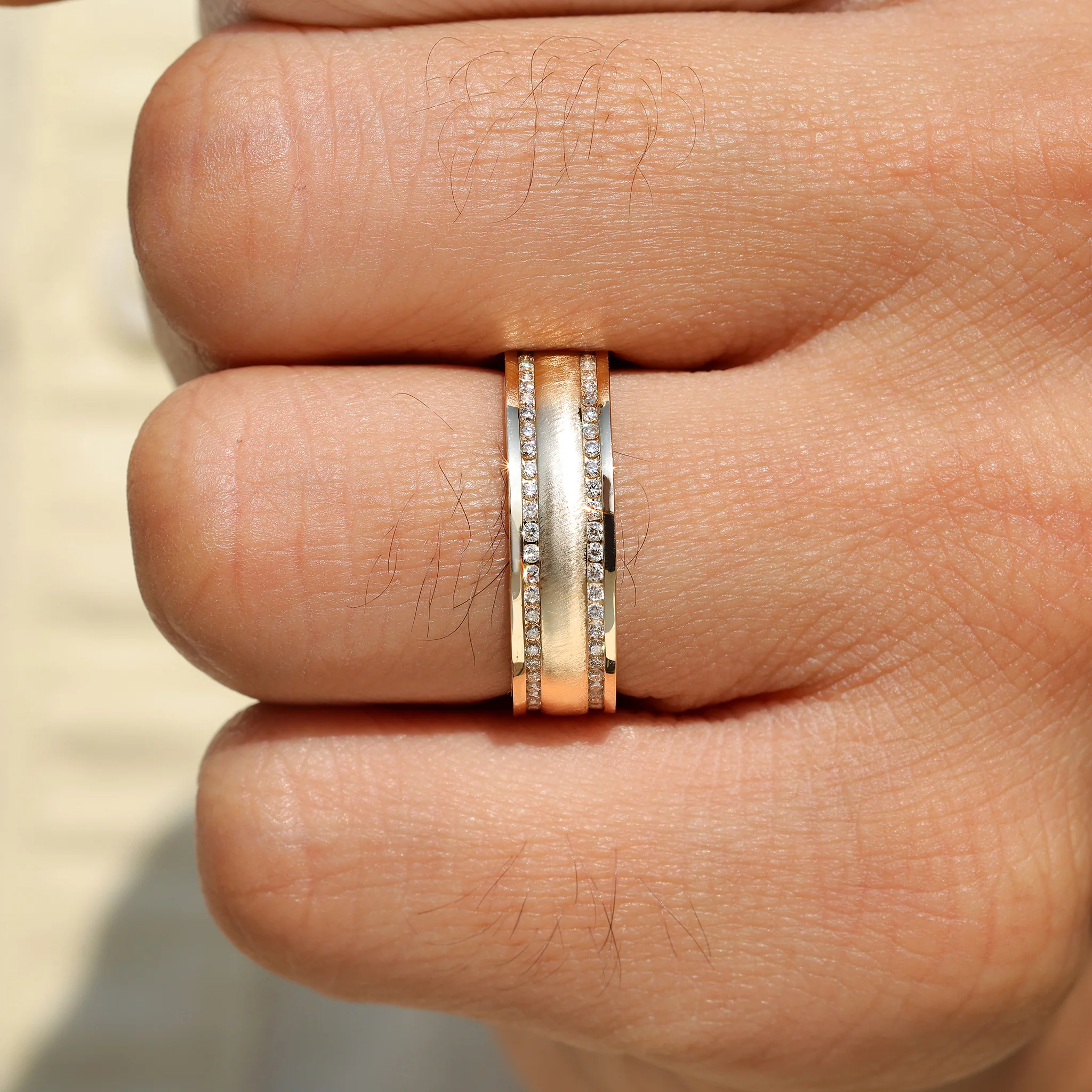 Men's Round Diamond Matte Finish Ring - Image 4