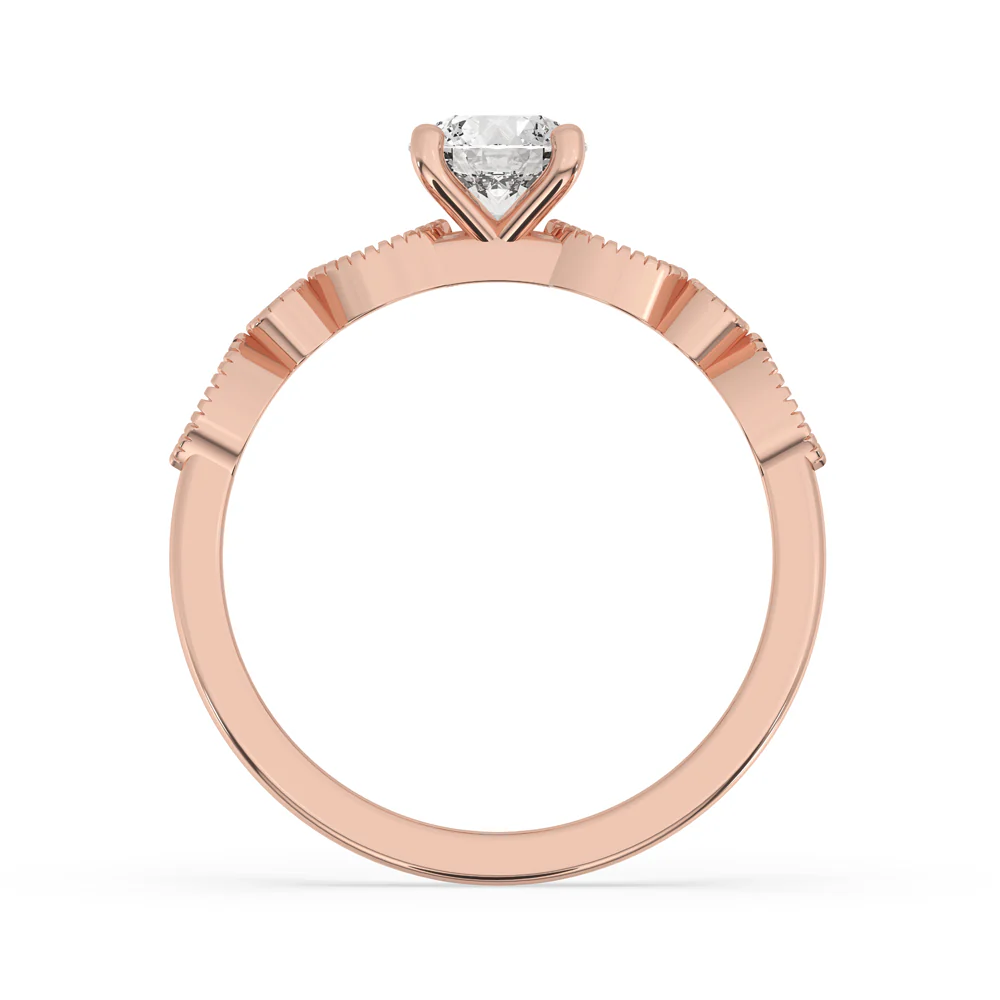 Milgrain Engagement Ring - Round Diamond - Image 3