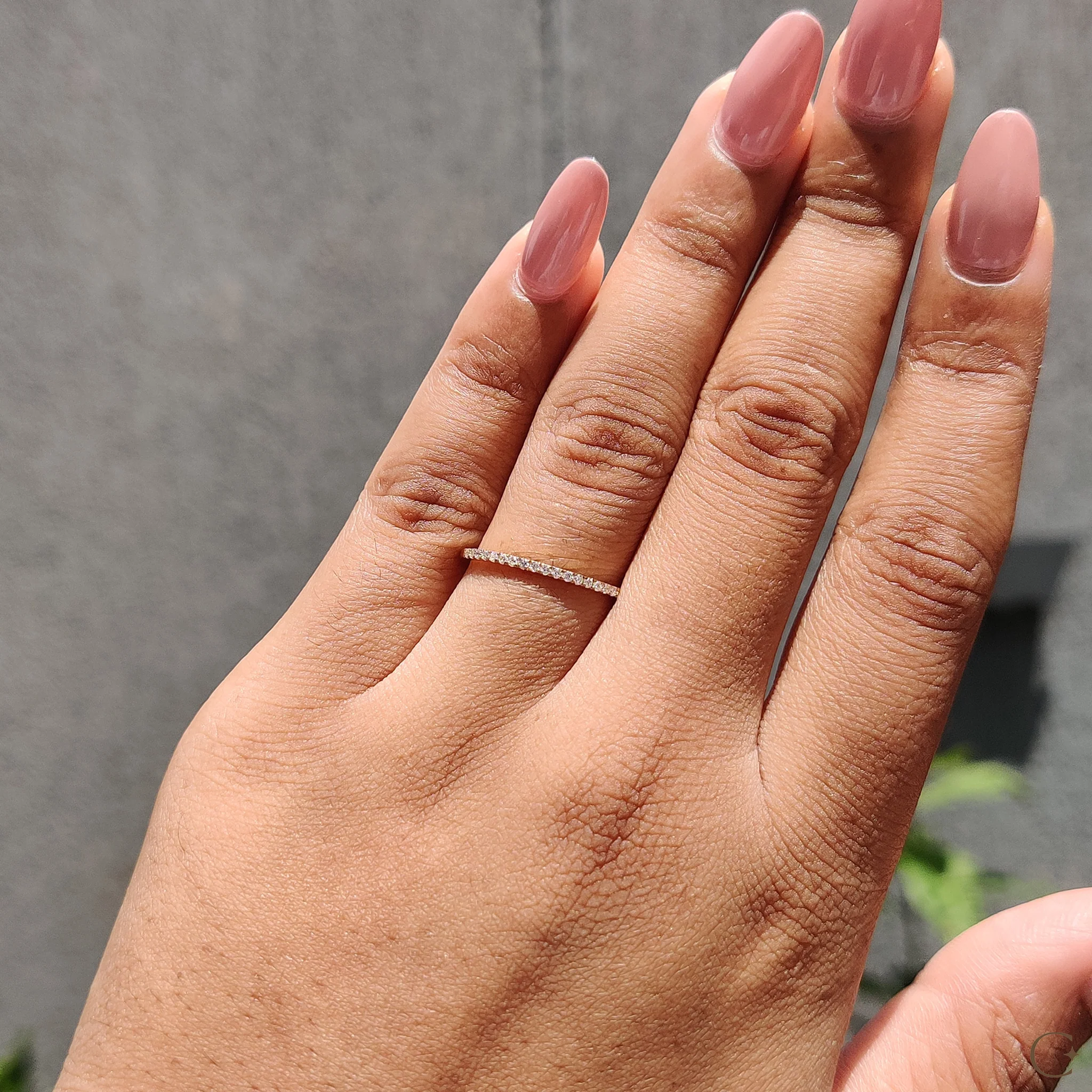 Minimalist Wedding Band In Round Diamond Half Eternity - Image 3