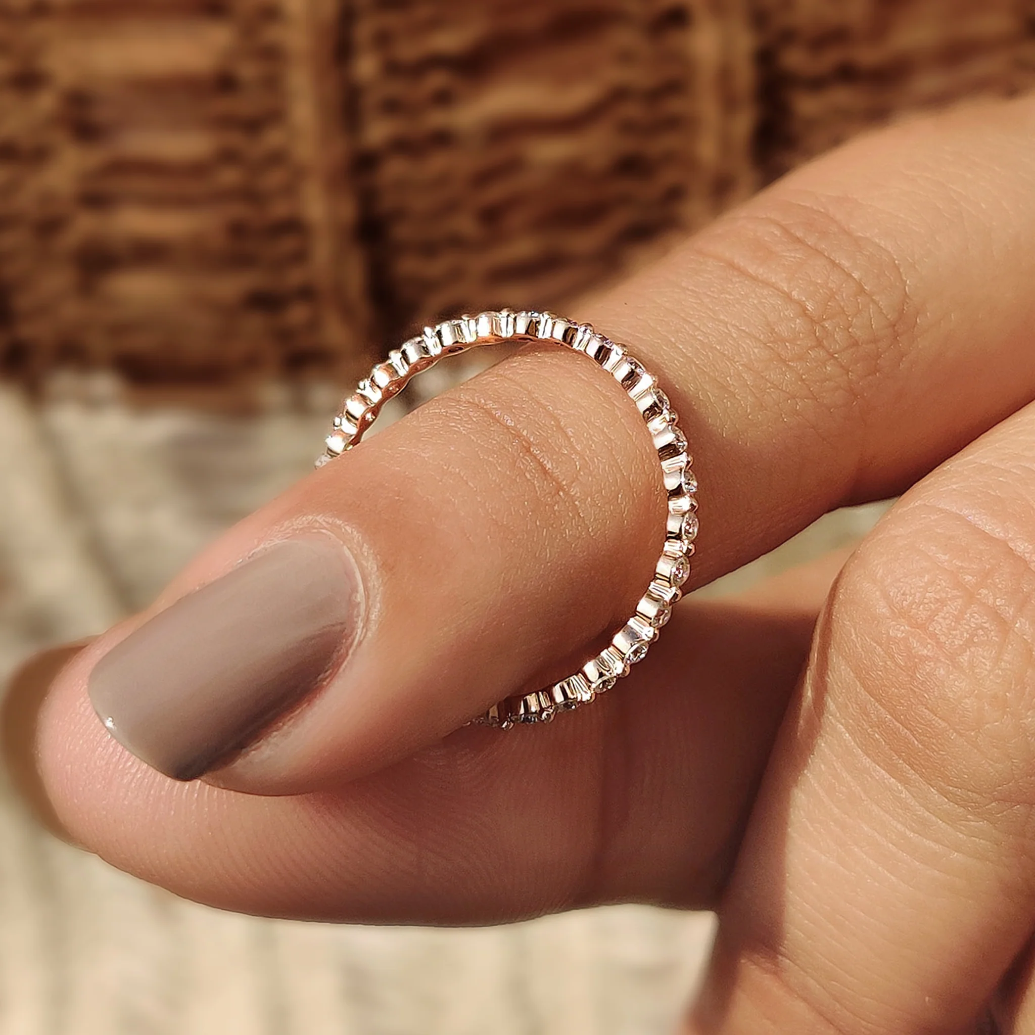 Minimalist wedding band Featuring Round Cut - Image 7