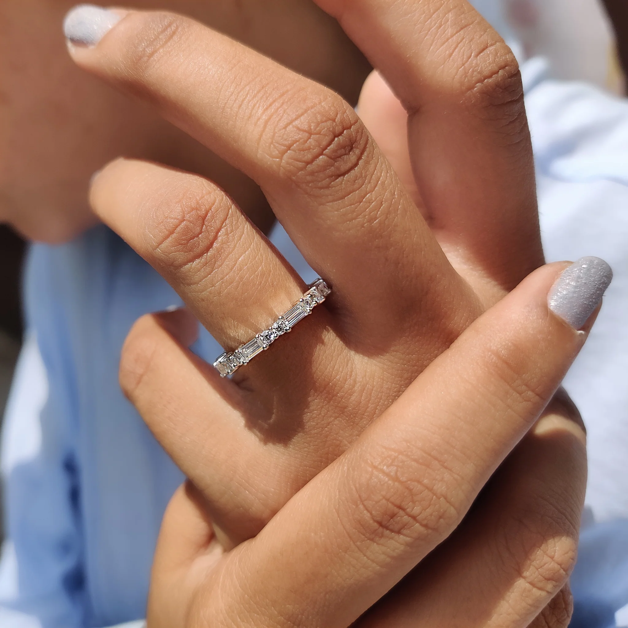 Moissanite Baguette Band In Full Eternity Style - Image 7