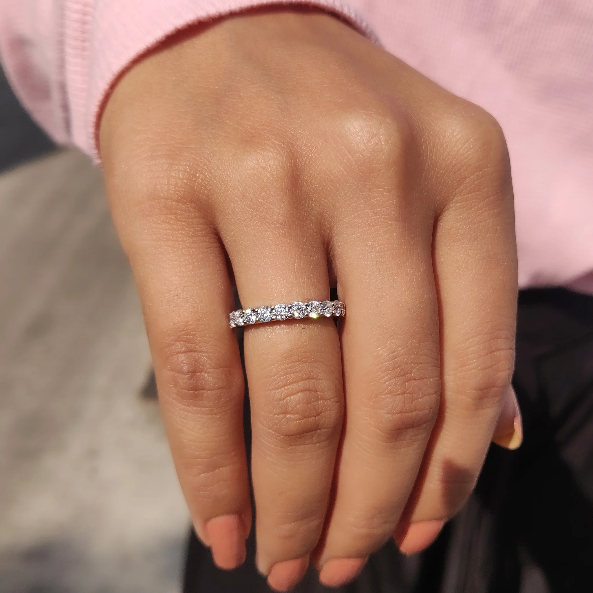 Moissanite Eternity Band White Gold With Round Cut - Image 10