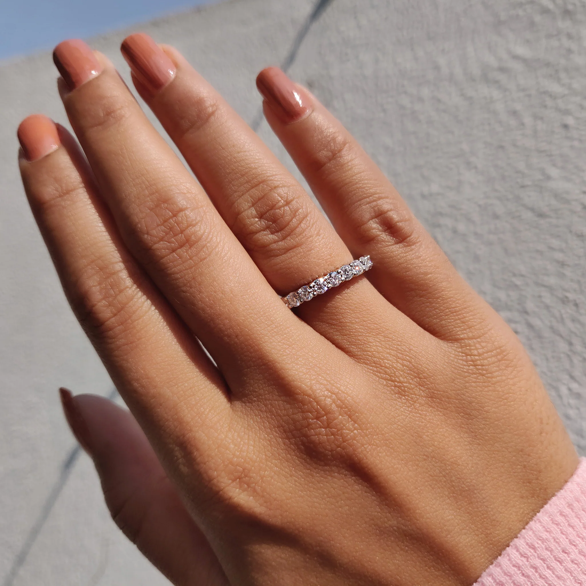Moissanite Eternity Band White Gold With Round Cut - Image 7