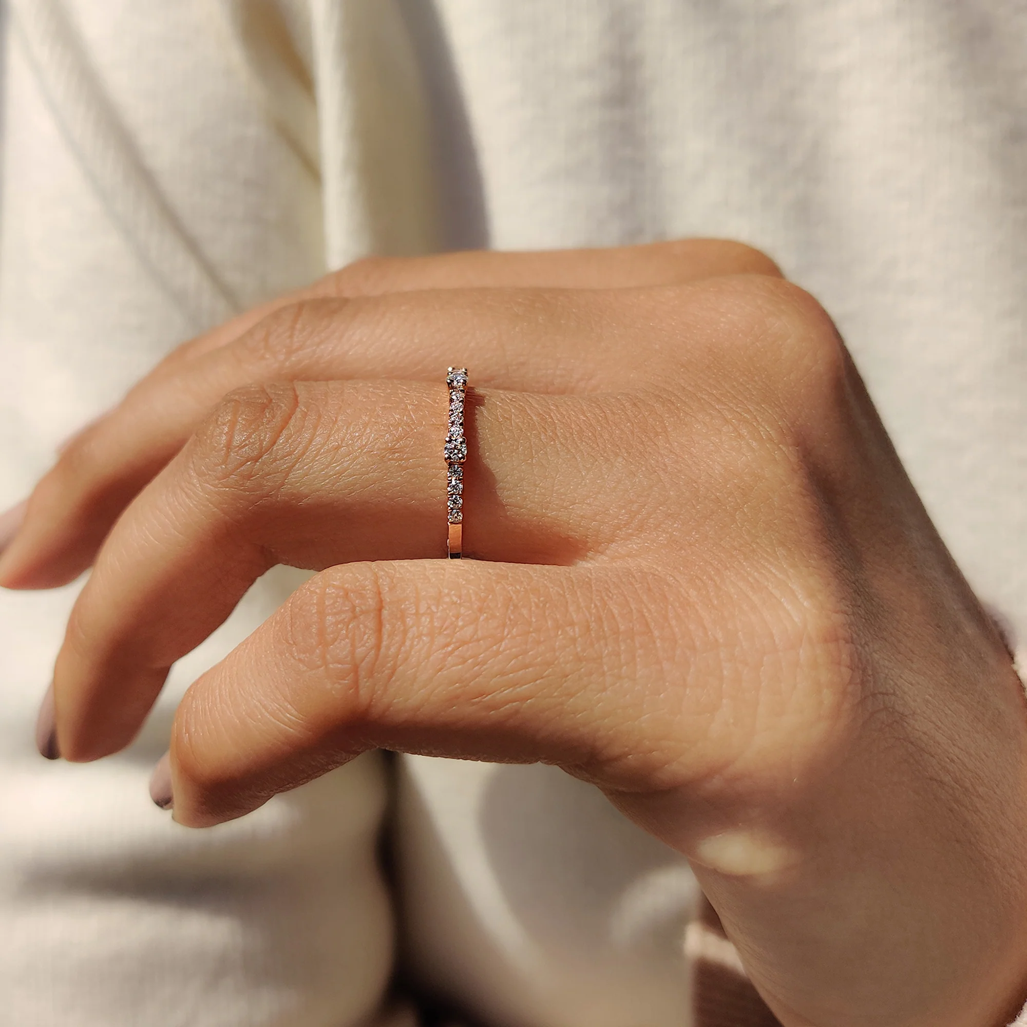 Round Cut Moissanite Half Eternity Band - Image 2