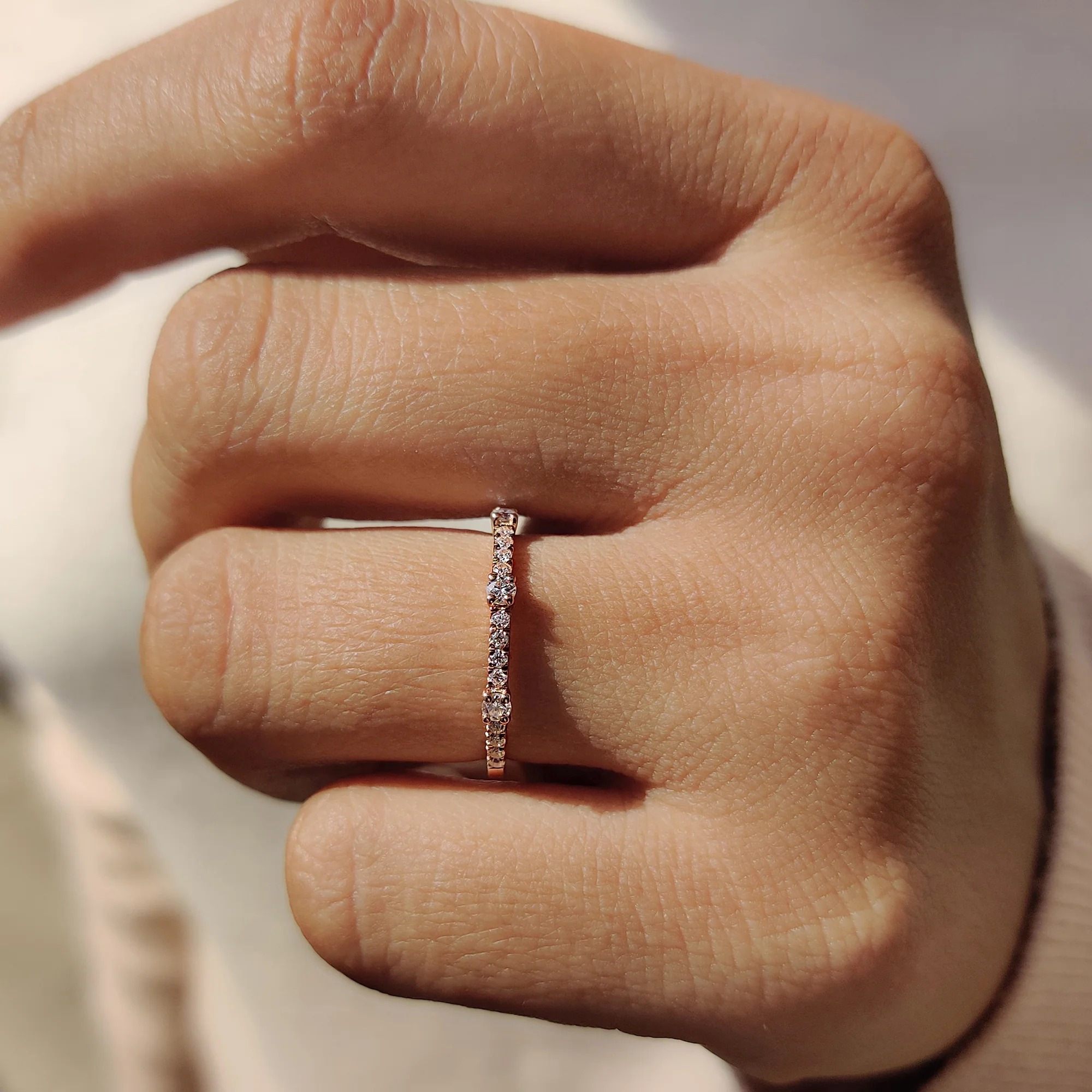 Round Cut Moissanite Half Eternity Band - Image 7