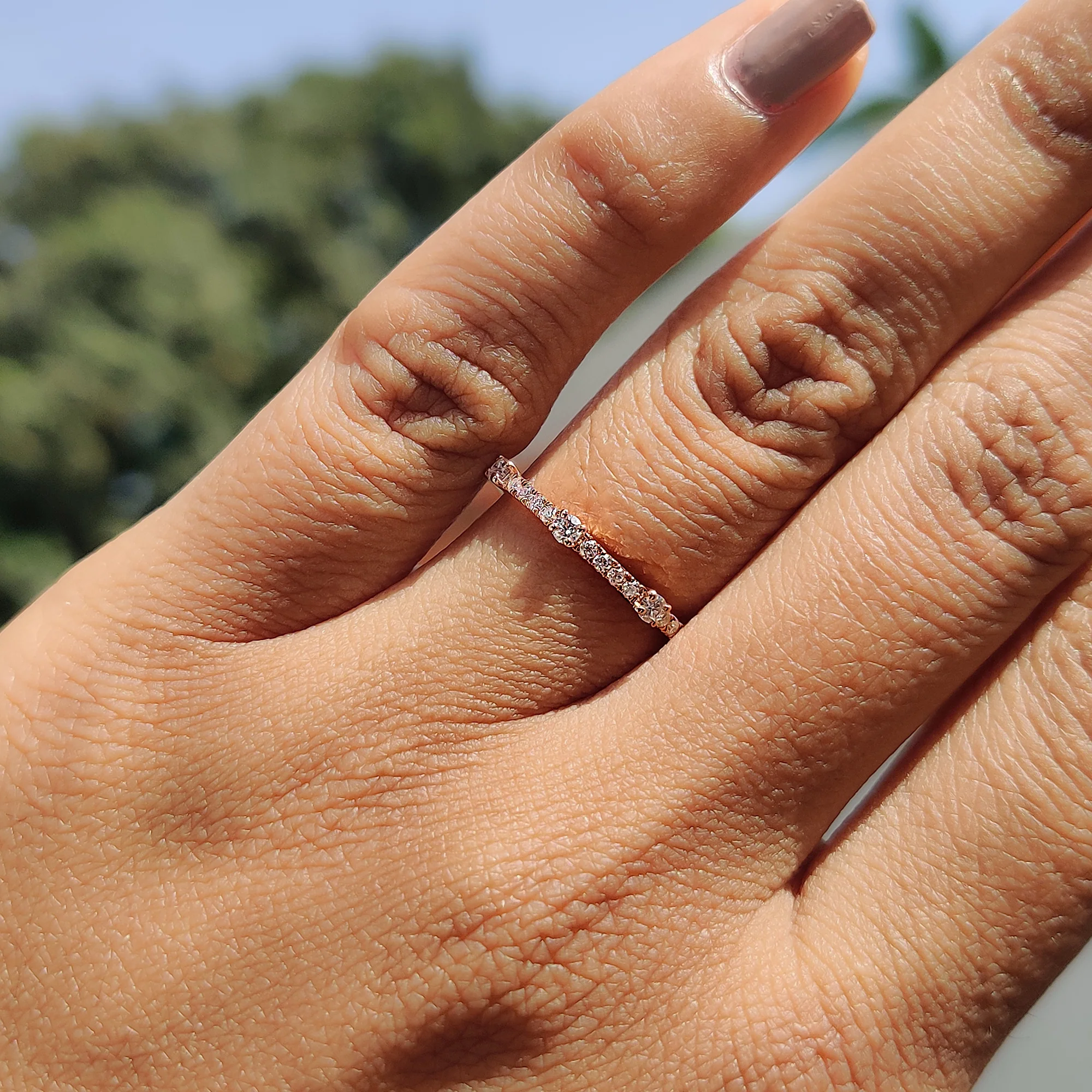 Round Cut Moissanite Half Eternity Band - Image 8