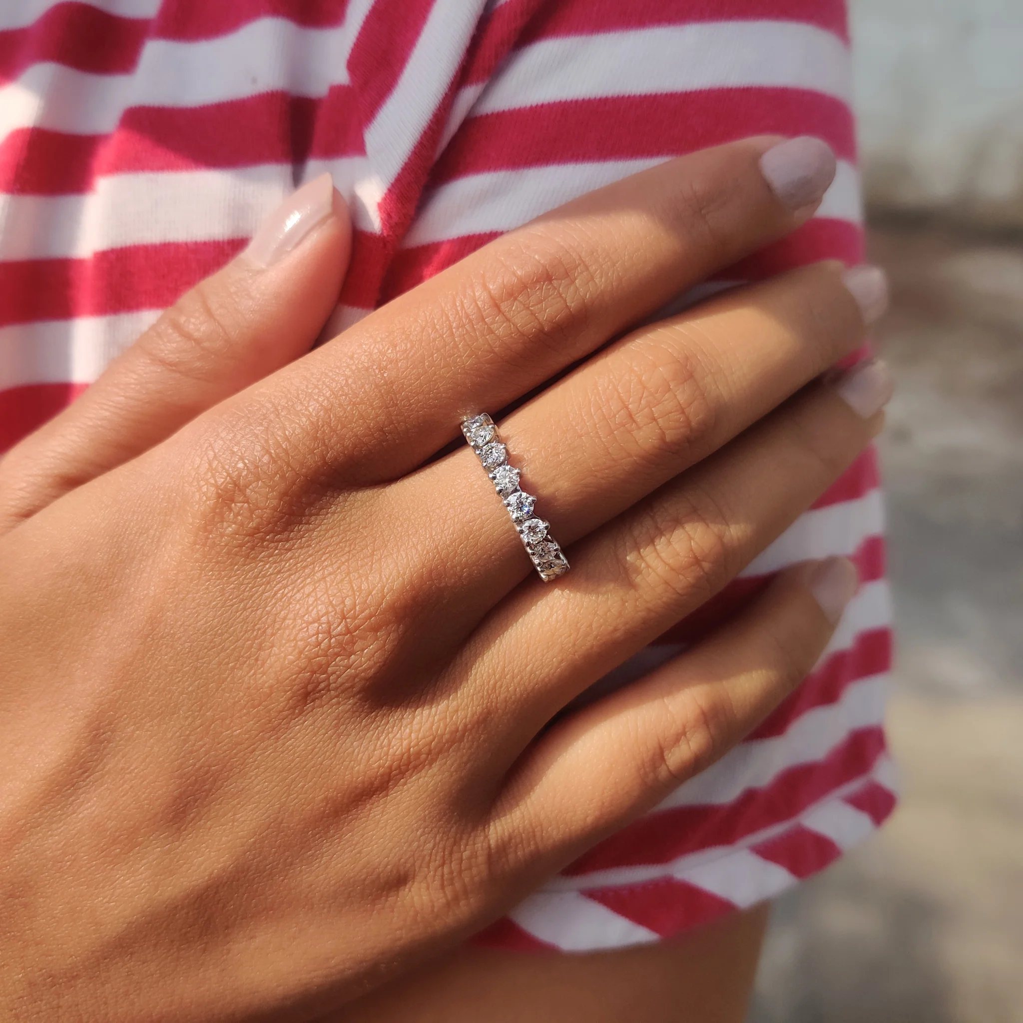 Moissanite Half Eternity Band With Round Cut - Image 7