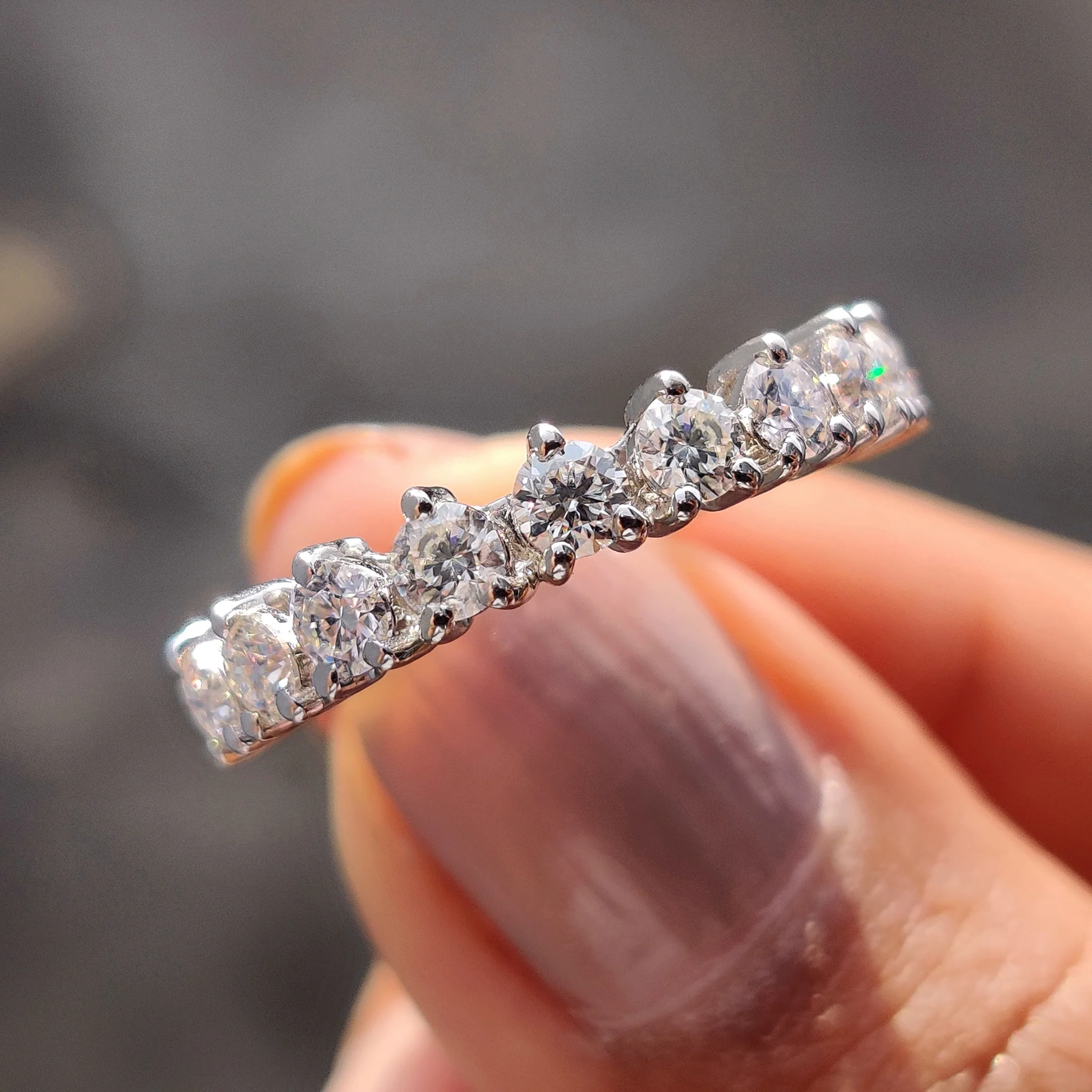 Moissanite Half Eternity Band With Round Cut - Image 9