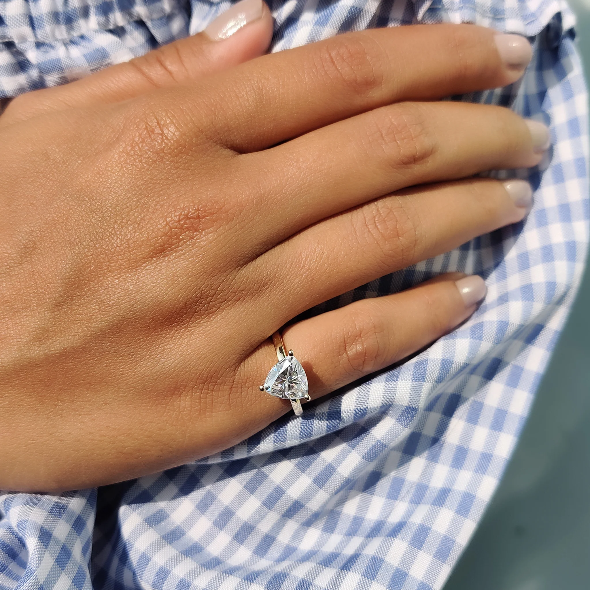 Trillion Cut Moissanite Solitaire Ring - Image 4