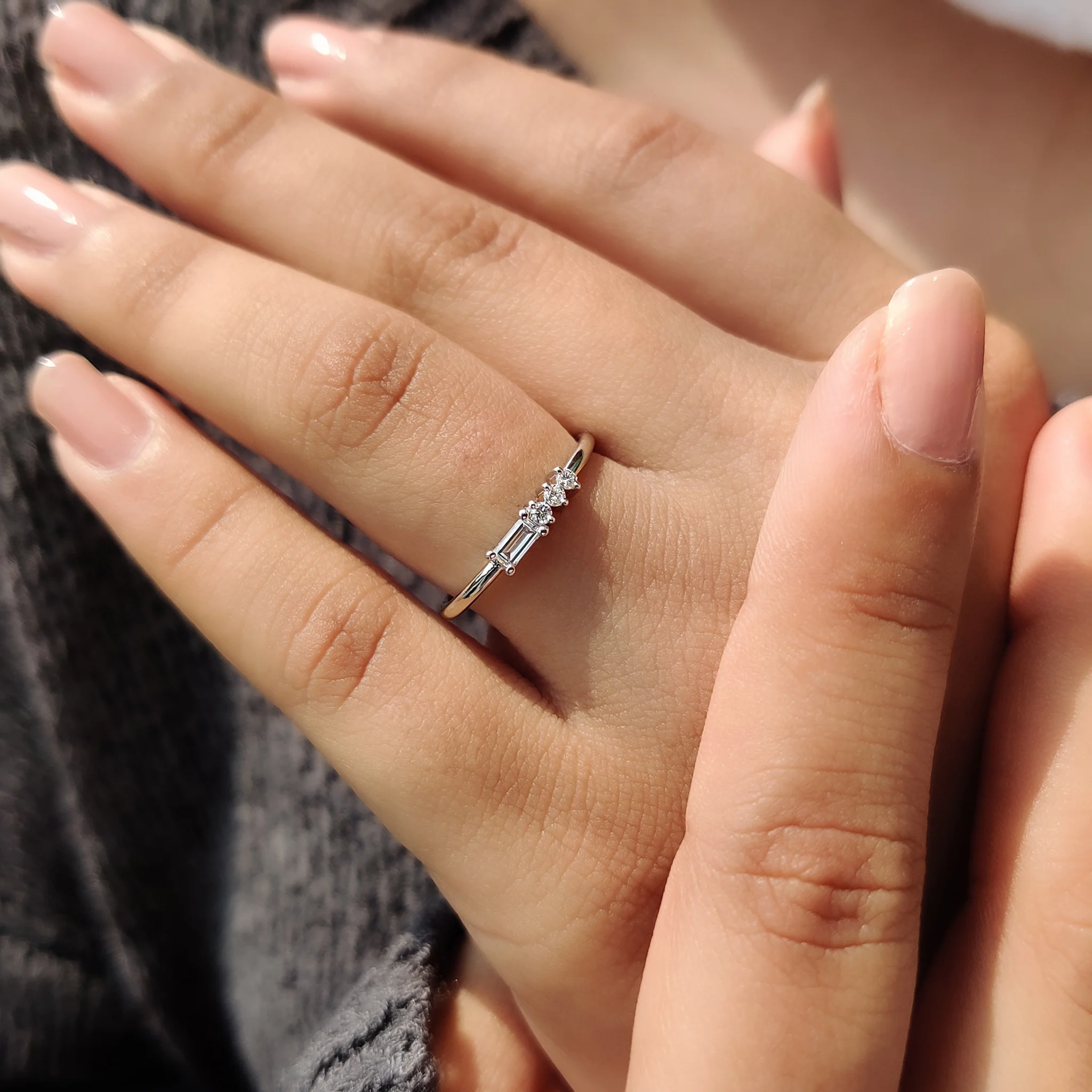 Morse Code Baguette And Round Wedding Band - Image 8